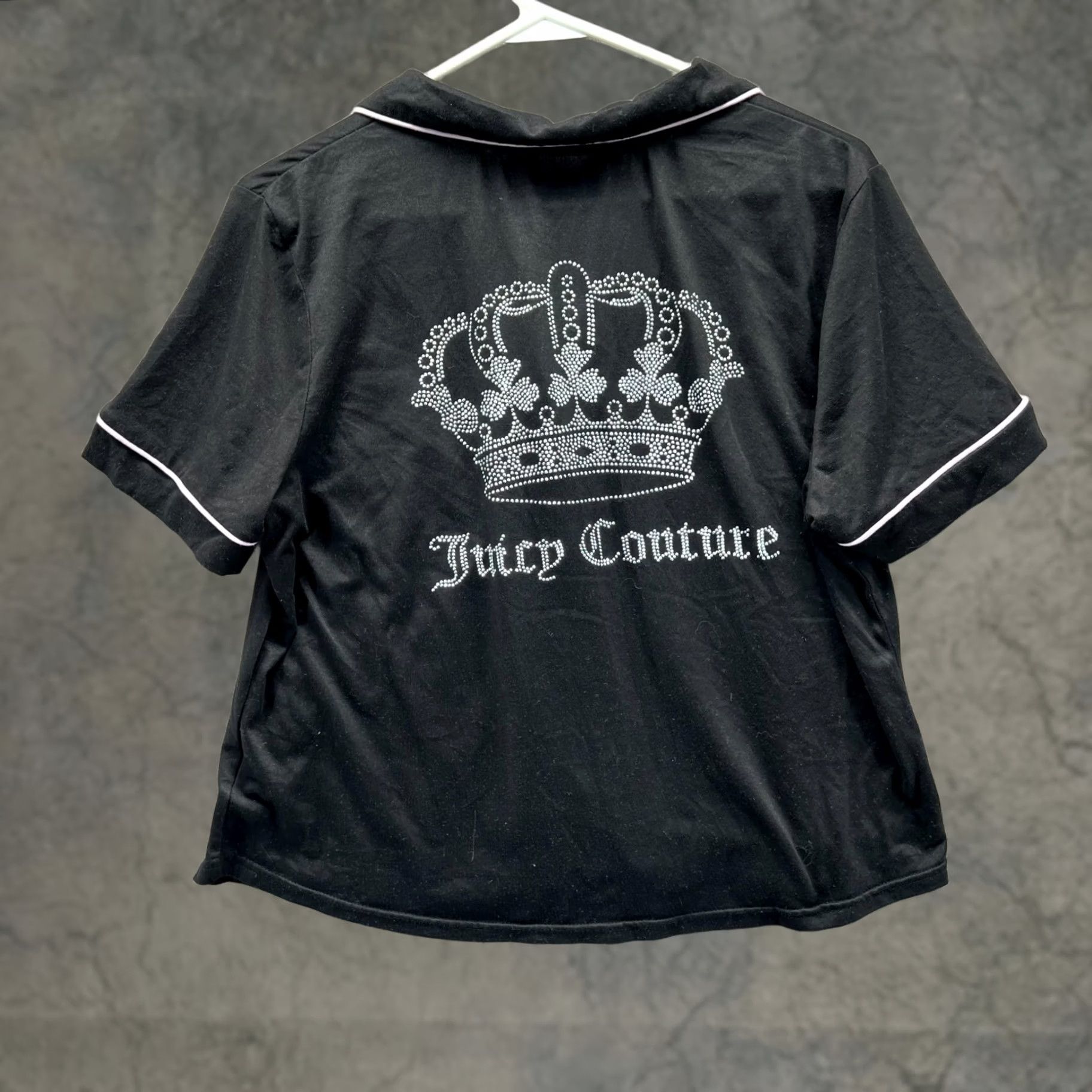 Juicy Couture Juicy Couture Pajama Top Womens Large Black Crown Pink Embellish Shirt Size L / US 10 / IT 46 - 1 Thumbnail
