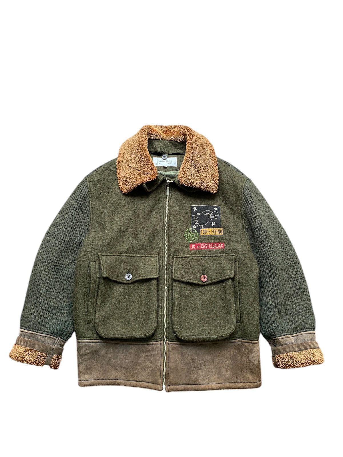 Jean Charles De Castelbajac × Vintage 1980s - Jean De Castelbajac Wool/Knit Flying Fur Jacket Size US L / EU 52-54 / 3 - 4 Thumbnail