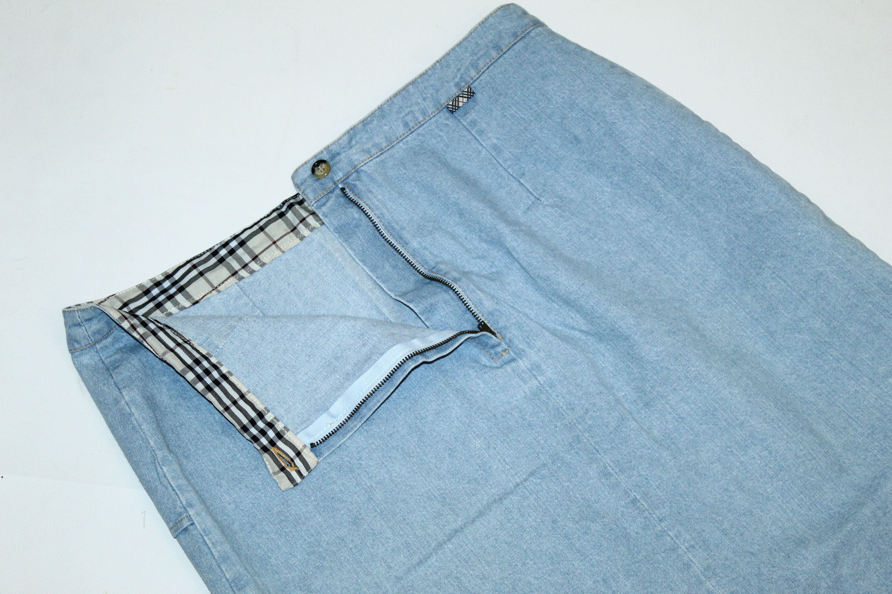Burberry 💥Burberry London Blue Wash Denim Block Skirt Size 34" / US 12 / IT 48 - 4 Thumbnail