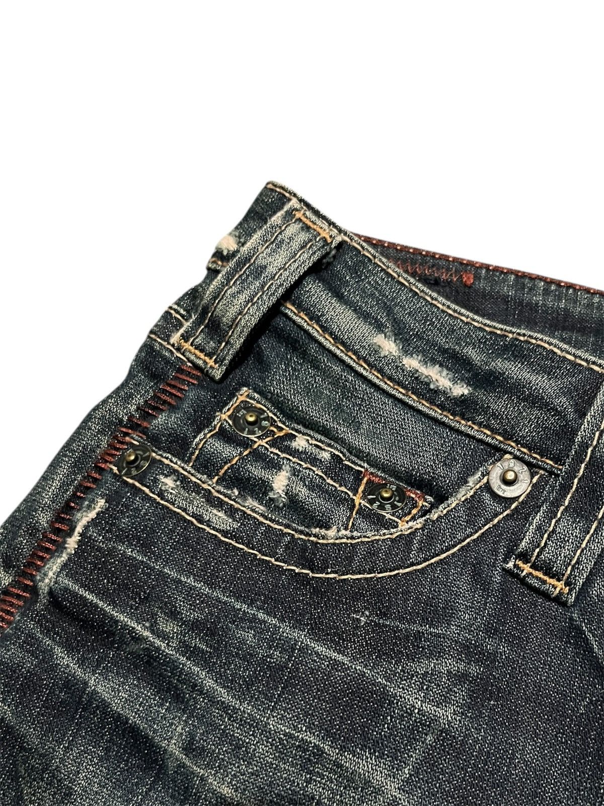 Hysteric Glamour × Japanese Brand × Tornado Mart Flared 💥 1921 Art Dark Blue Denim Rugged Y2K Size 30" / US 8 / IT 44 - 6 Thumbnail
