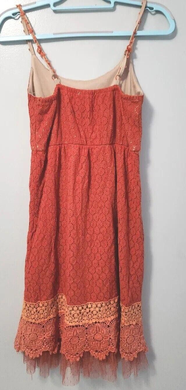 Designer Altar'd State Dress Medium Orange Lace Overlay Fit And Flare Size M / US 6-8 / IT 42-44 - 2 Thumbnail