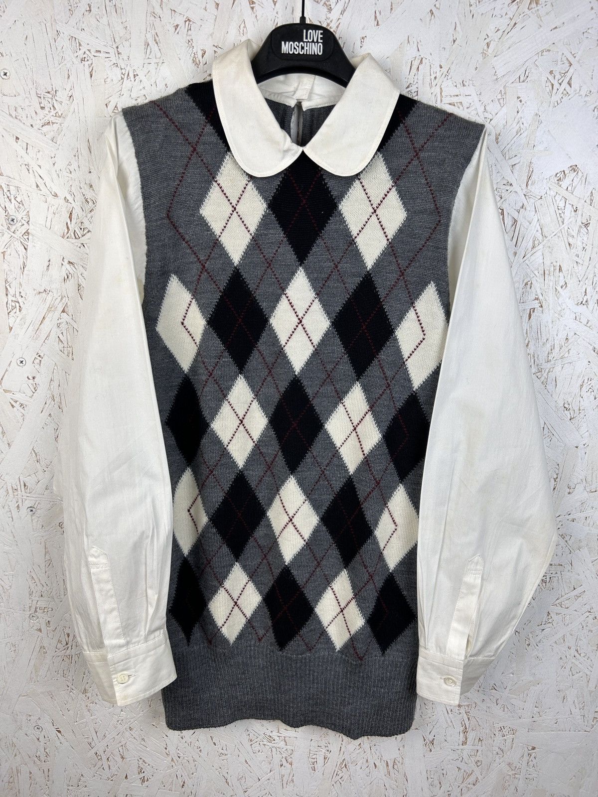 トップス comme de garcons knitting blouse archive Pre-owned] COMME des GARCONS HOMME Back Logo Print V-Neck