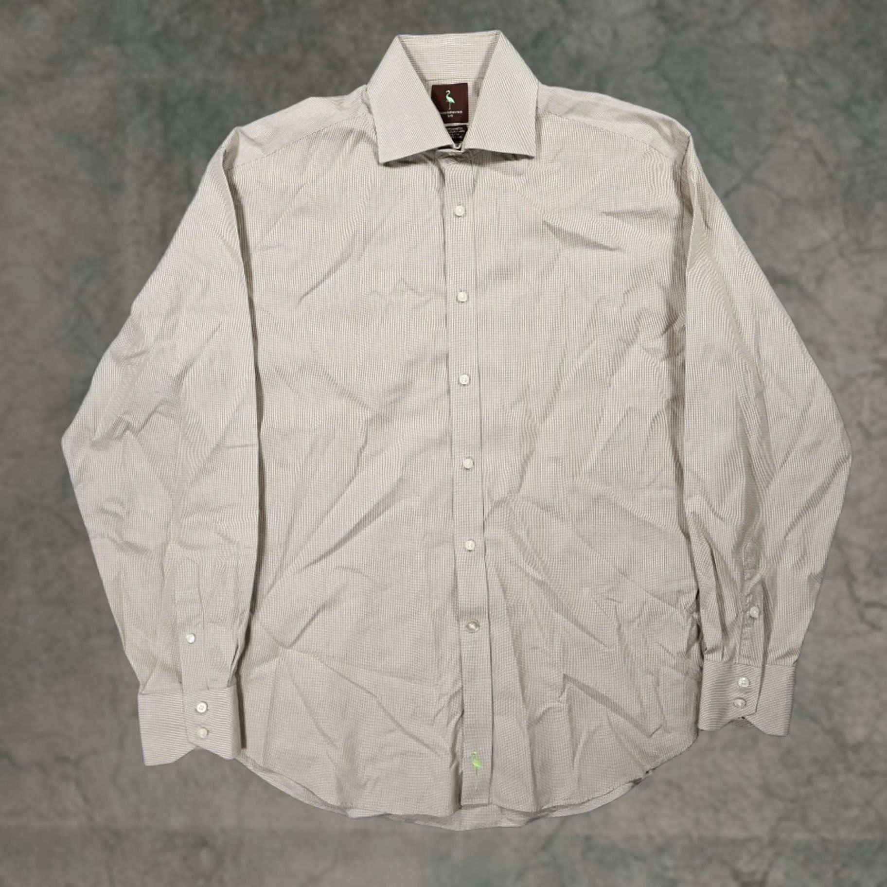 Tailorbyrd TAILORBYRD Button Up Shirt Mens L Tan Gingham Long Sleeve 100% Cotton Size US L / EU 52-54 / 3 - 1 Thumbnail