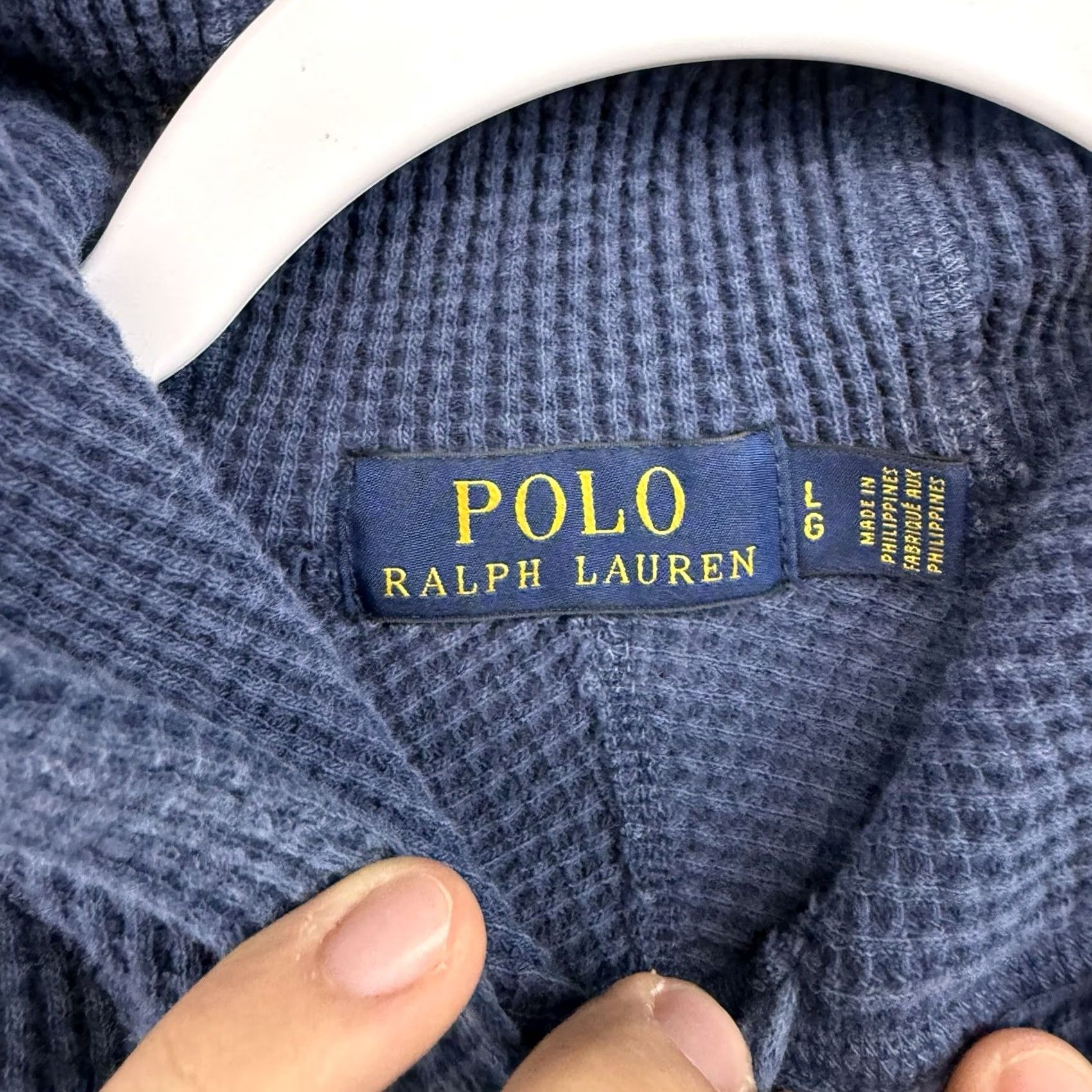 Polo Ralph Lauren Polo Ralph Lauren Hoodie Mens L Blue Thermal Waffle Knit Pullover Cozy L Men Size US L / EU 52-54 / 3 - 2 Thumbnail