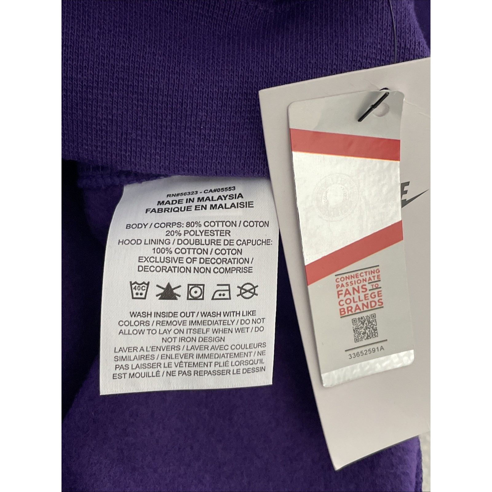 Nike Nike LSU Tigers Louisiana State Hoodie Purple $75 NWT Size US L / EU 52-54 / 3 - 4 Thumbnail