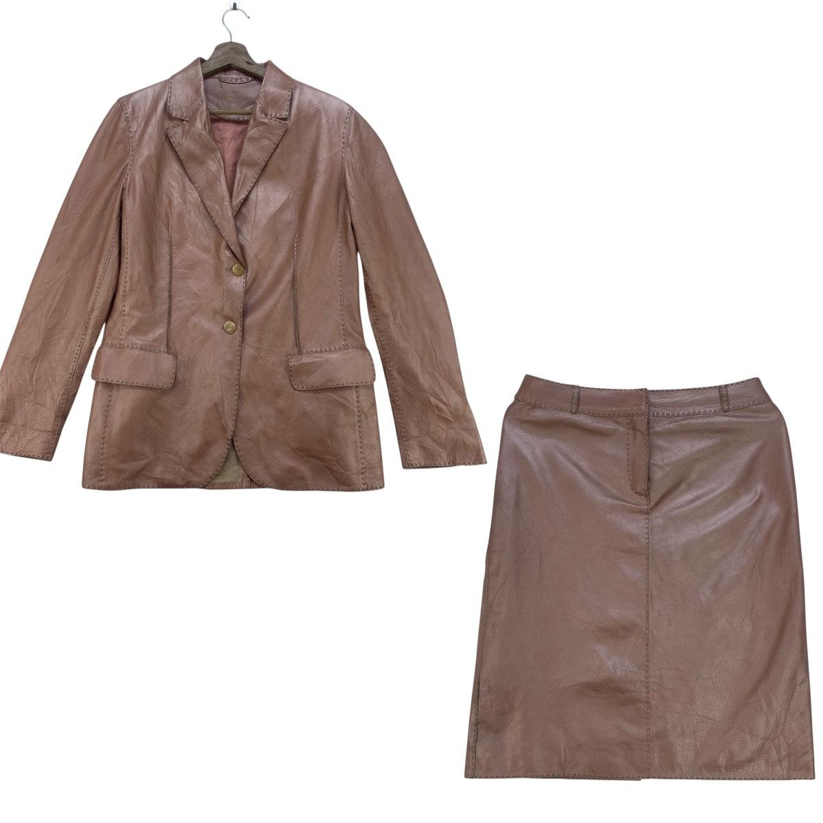 Fendi 🔥Fendi Pink Metallic Leather Blazer & Skirt Size M / US 6-8 / IT 42-44 - 1 Thumbnail