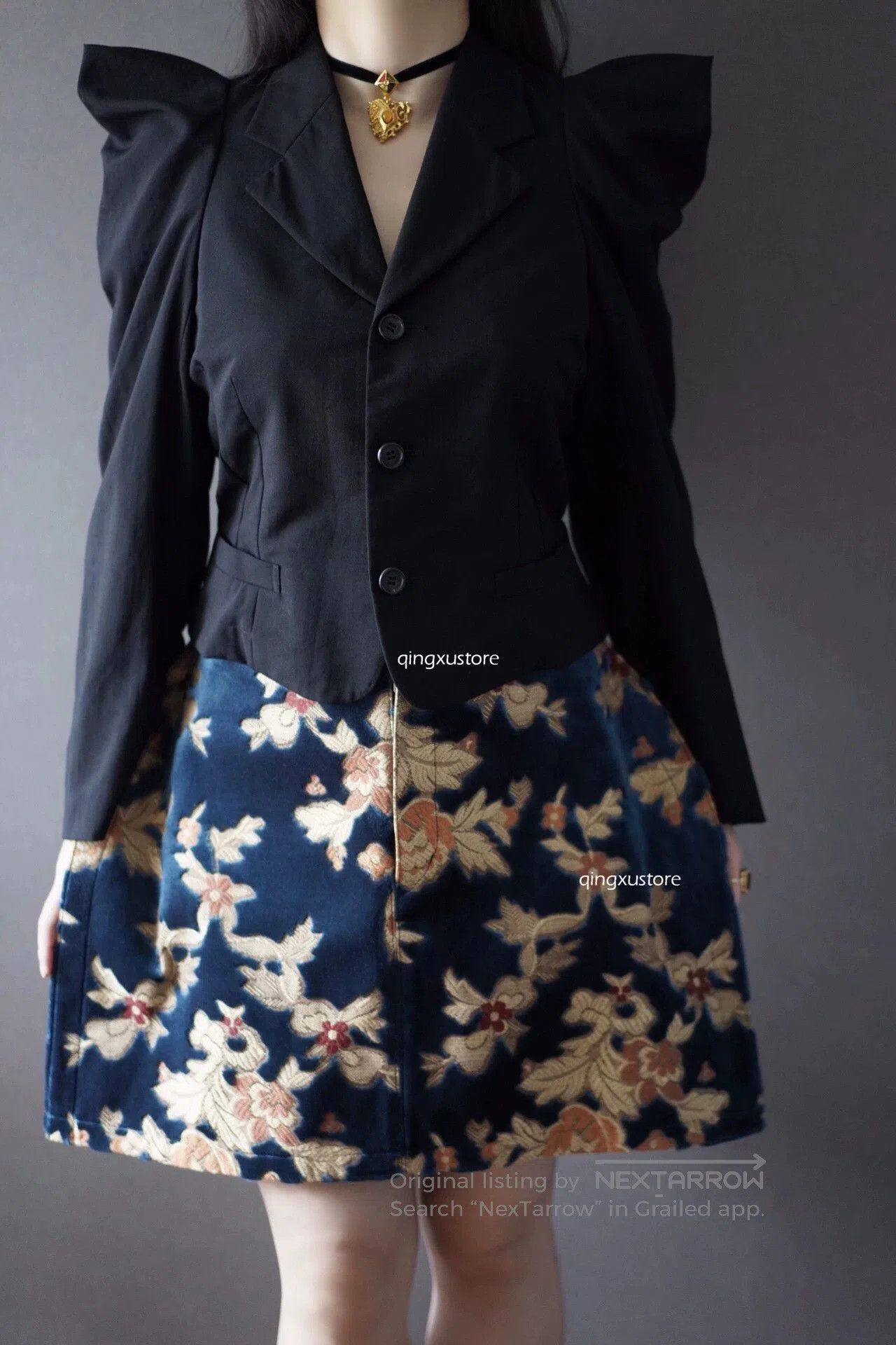 Junya Watanabe junya watanabe floral patterned blue skirt. Size US 27 - 6 Thumbnail