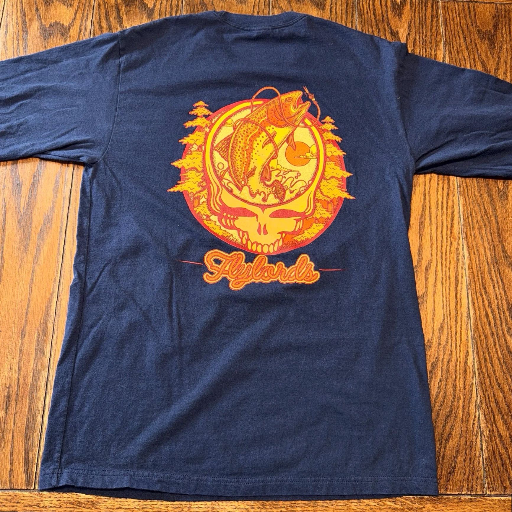 Vintage Flylords Grateful Dead Fishing Stealie Long Sleeve Shirt Large Mens Crew Neck Blue Cotton Knit Size US M / EU 48-50 / 2 - 2 Thumbnail