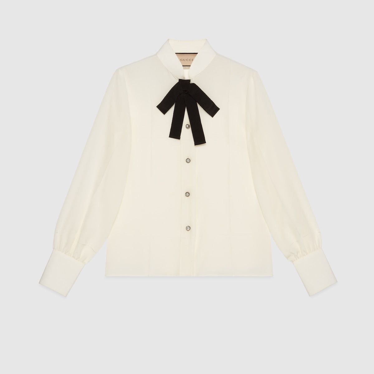 Gucci Gucci Bow Silk Crepe De Chine Shirt SIZE 40 Size ONE SIZE - 1 Thumbnail