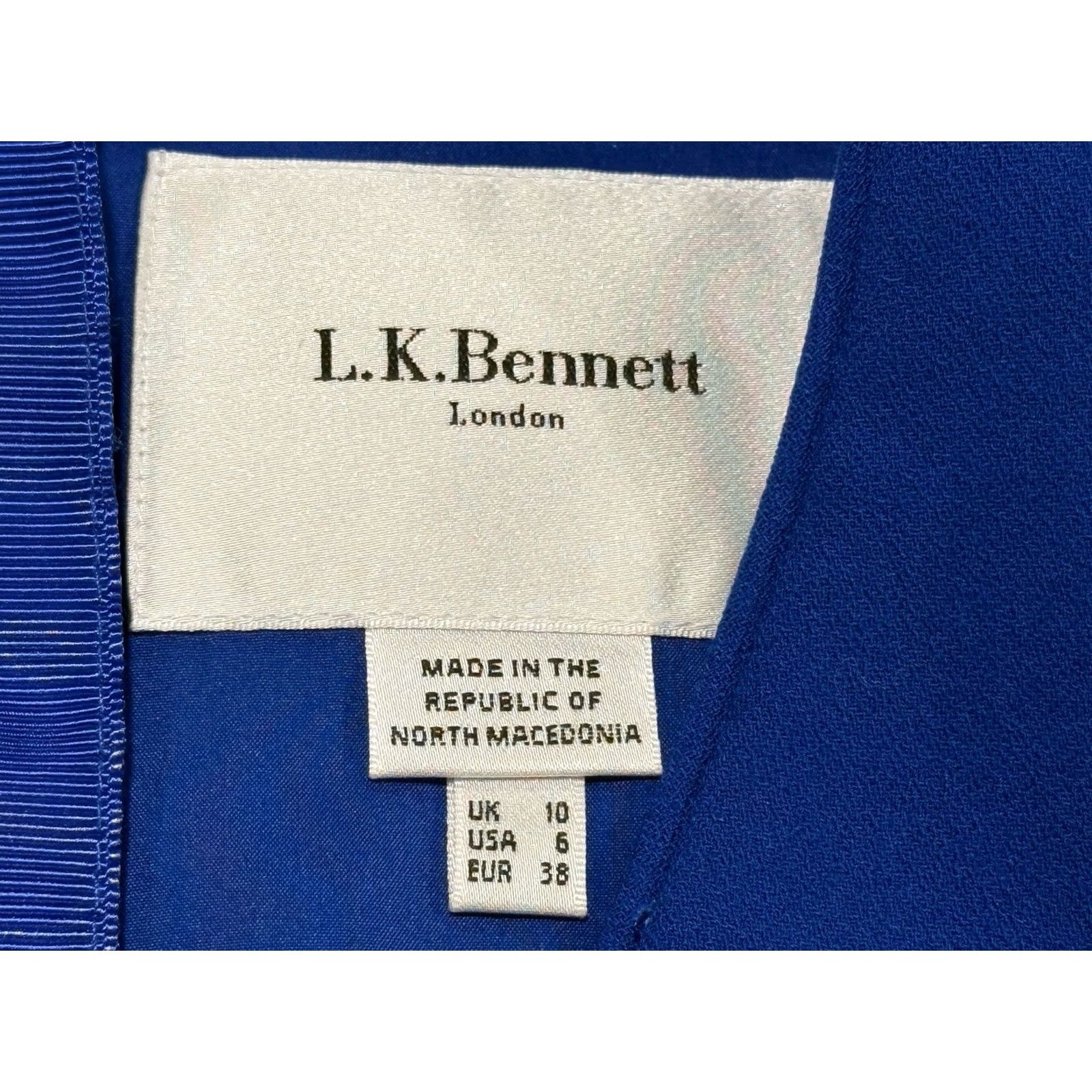 Vintage LK Bennett Belle Dress Women Sz 6 Cobalt Blue V Neck 3/4 Sleeve Office Old Money Fit & Flare Zip Size M / US 6-8 / IT 42-44 - 3 Thumbnail