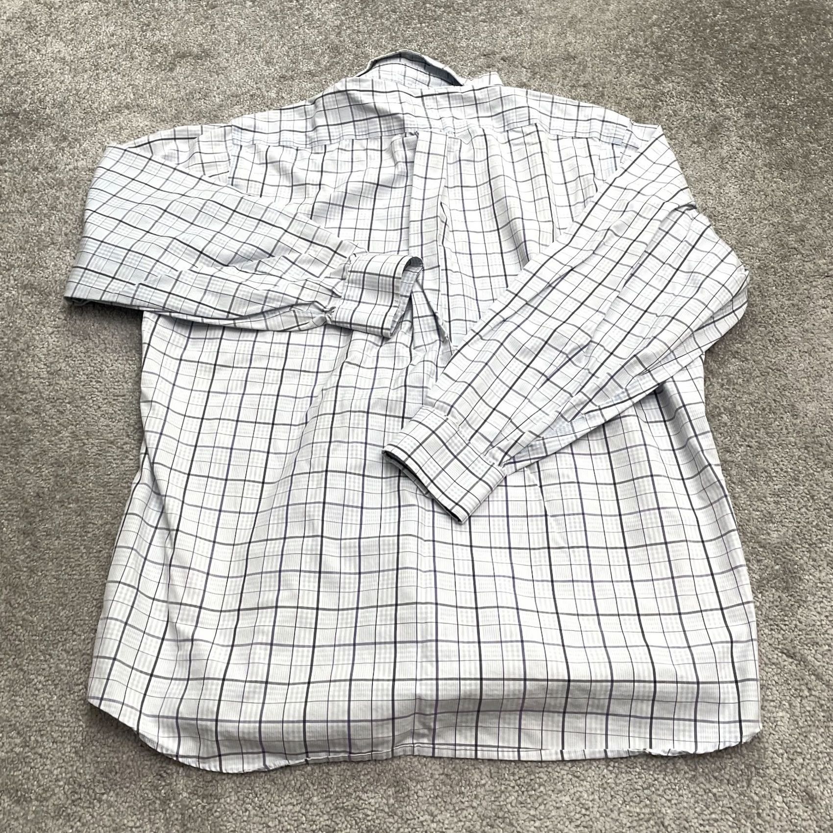 Vintage Kirkland Signature Traditional Fit Non Iron Dress Shirt Blue Plaid Mens Large Size 42R - 2 Thumbnail