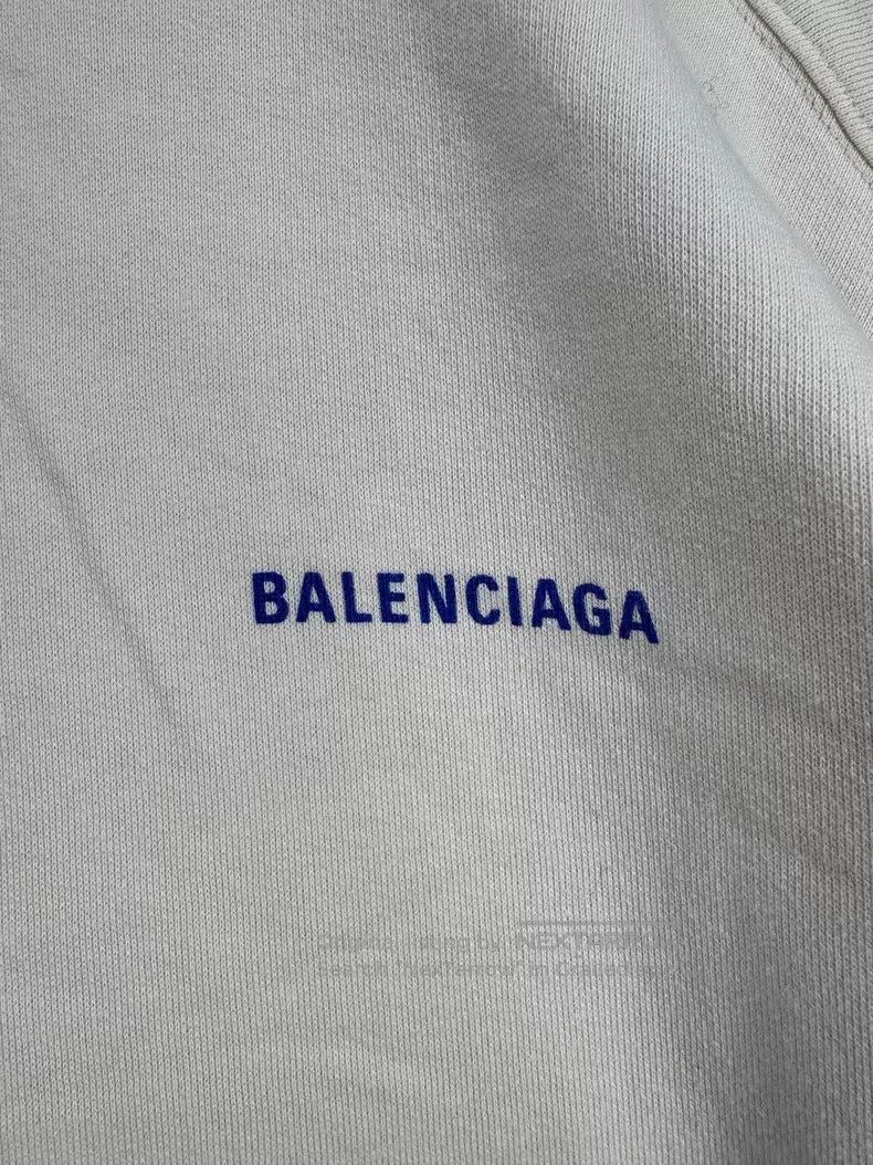 Balenciaga Balenciaga Off-white Hoodie with Front and Back Blue Text Size US XS / EU 42 / 0 - 5 Thumbnail