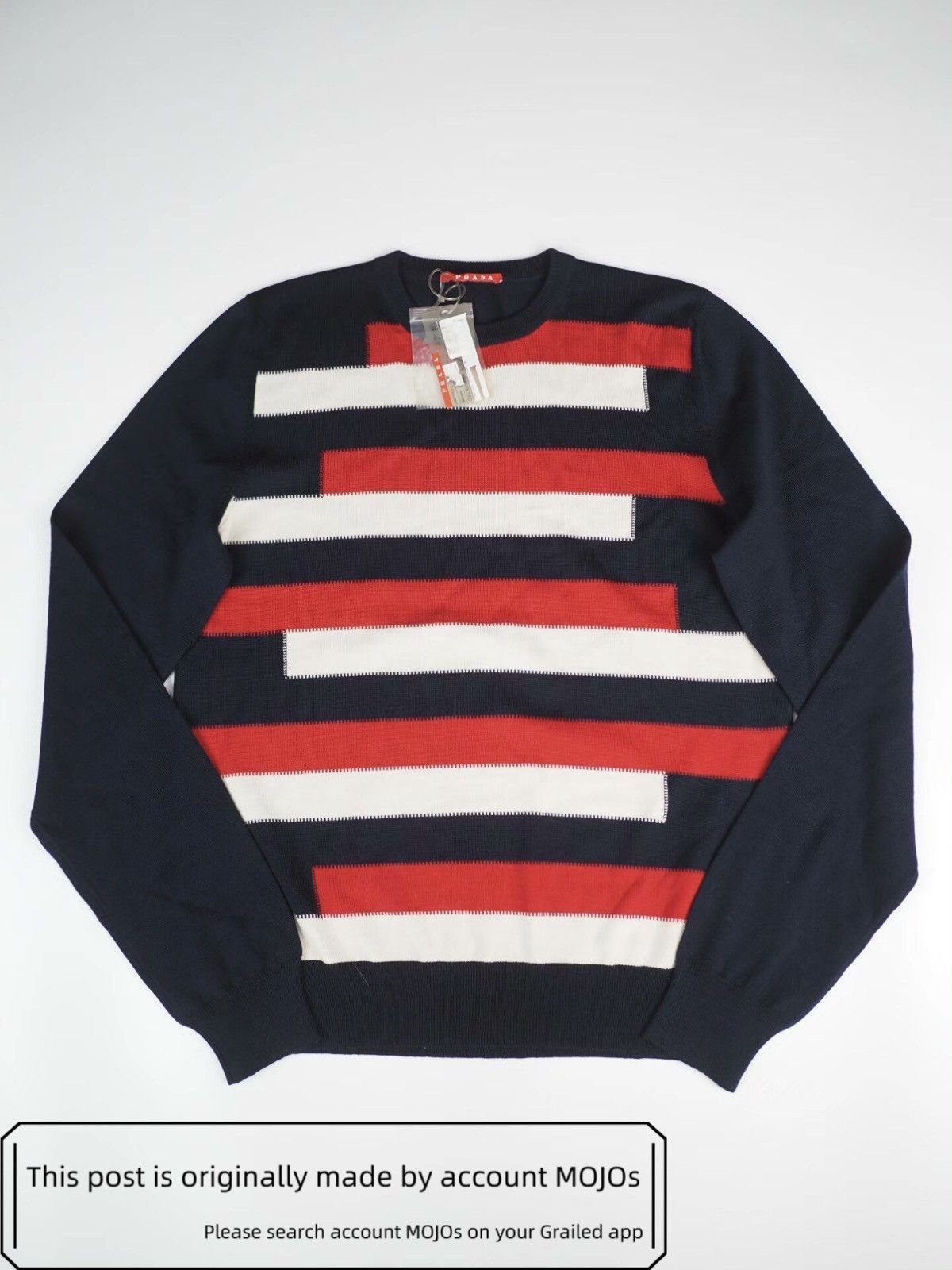 Prada Sz 50 Prada Red & White Stripe Wool Sweater mojos1620 Size US M / EU 48-50 / 2 - 1 Thumbnail