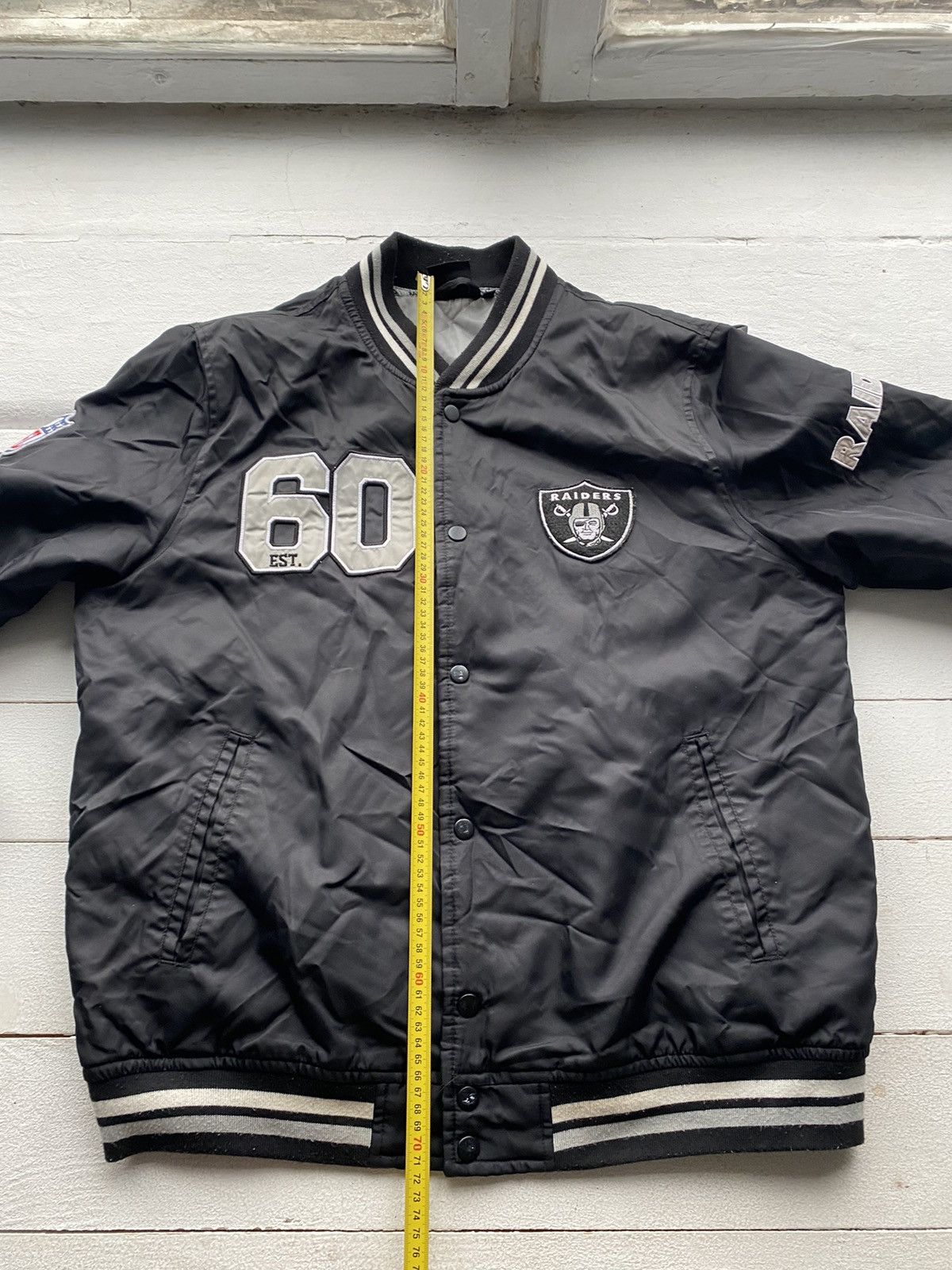 NFL 00s Oakland Raiders Team NFL Black Bomber Jacket Mens Large Size US L / EU 52-54 / 3 - 7 Thumbnail