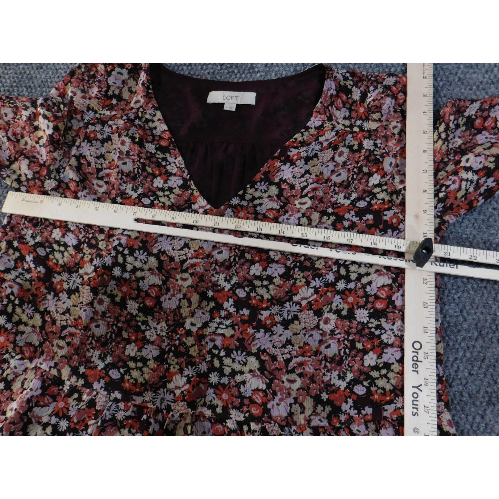 Loft VINTAGE Loft Blouse Womens Medium Floral Peplum Long Sleeve Lightweight Top Fall Workwear Size M / US 6-8 / IT 42-44 - 6 Thumbnail