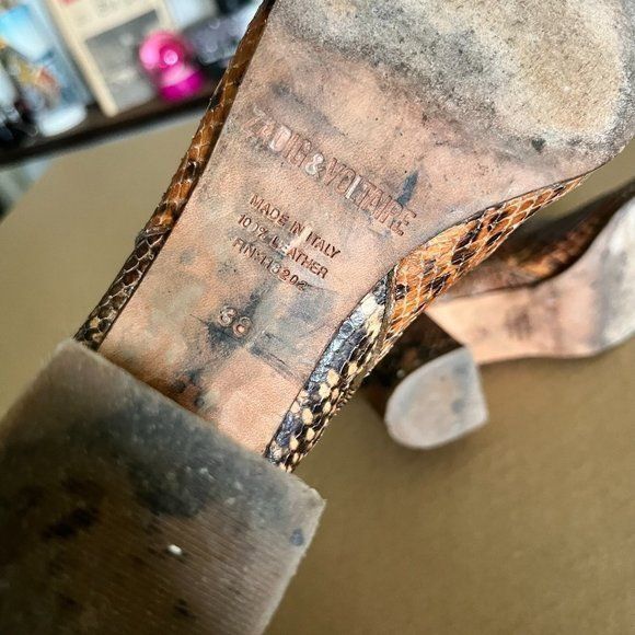 Zadig & Voltaire Zadig & Voltaire Glimmer Wilk Embossed Snake Heeled Boots Size US 8 / IT 38 - 8 Thumbnail