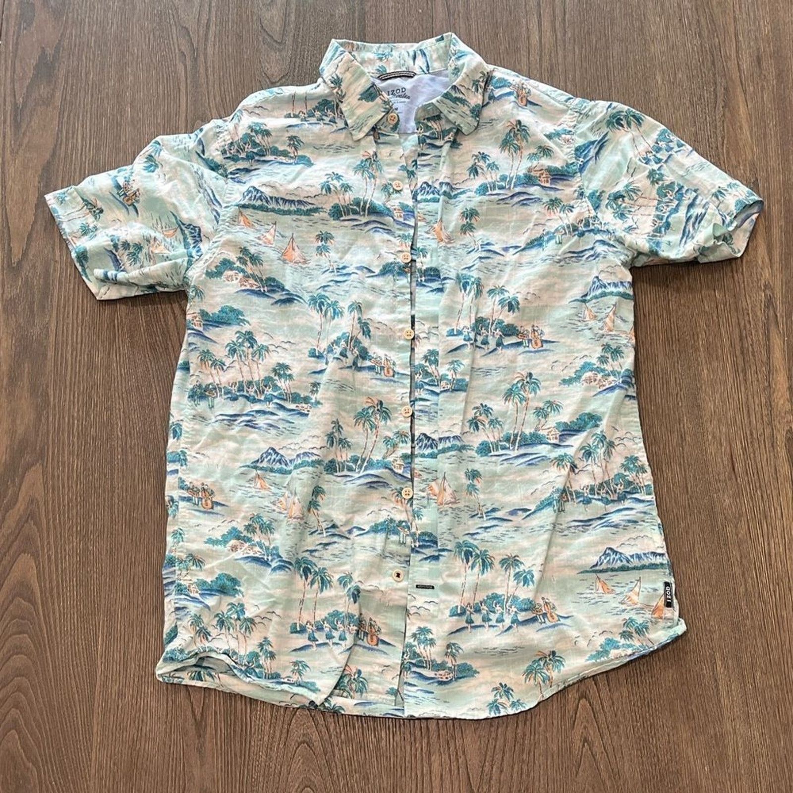 Izod Izod Saltwater Relaxed Hawaiian Short Sleeve Shirt Size M Size US M / EU 48-50 / 2 - 1 Thumbnail