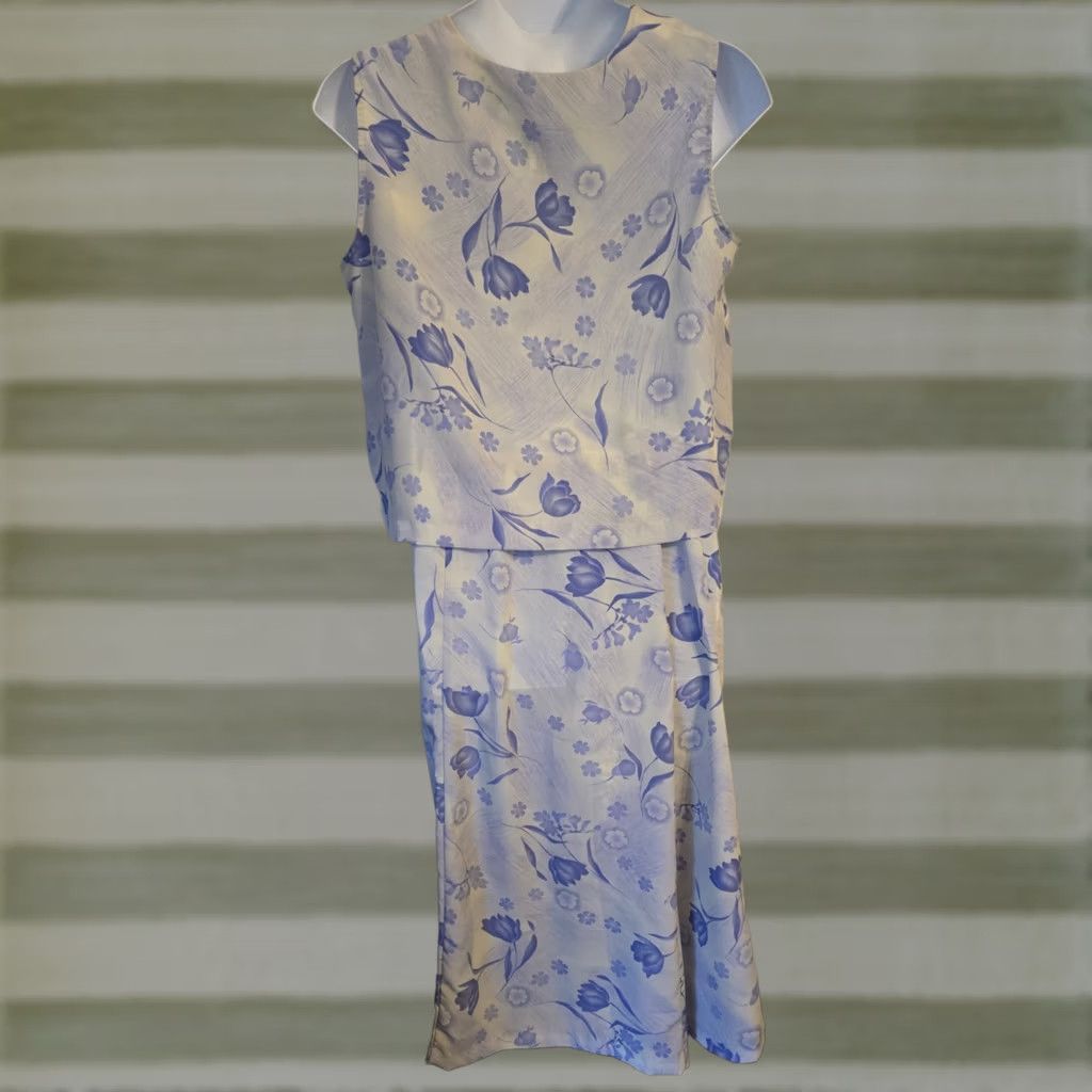 Blair VINTAGE Blair 2 Pc Floral Maxi Skirt Sleeveless Top 20 P Dusty Lilac - Outfit/Set Womens Plus Size 20P Lilac Floral Moon? Size 3XL / US 20-22 - 1 Thumbnail