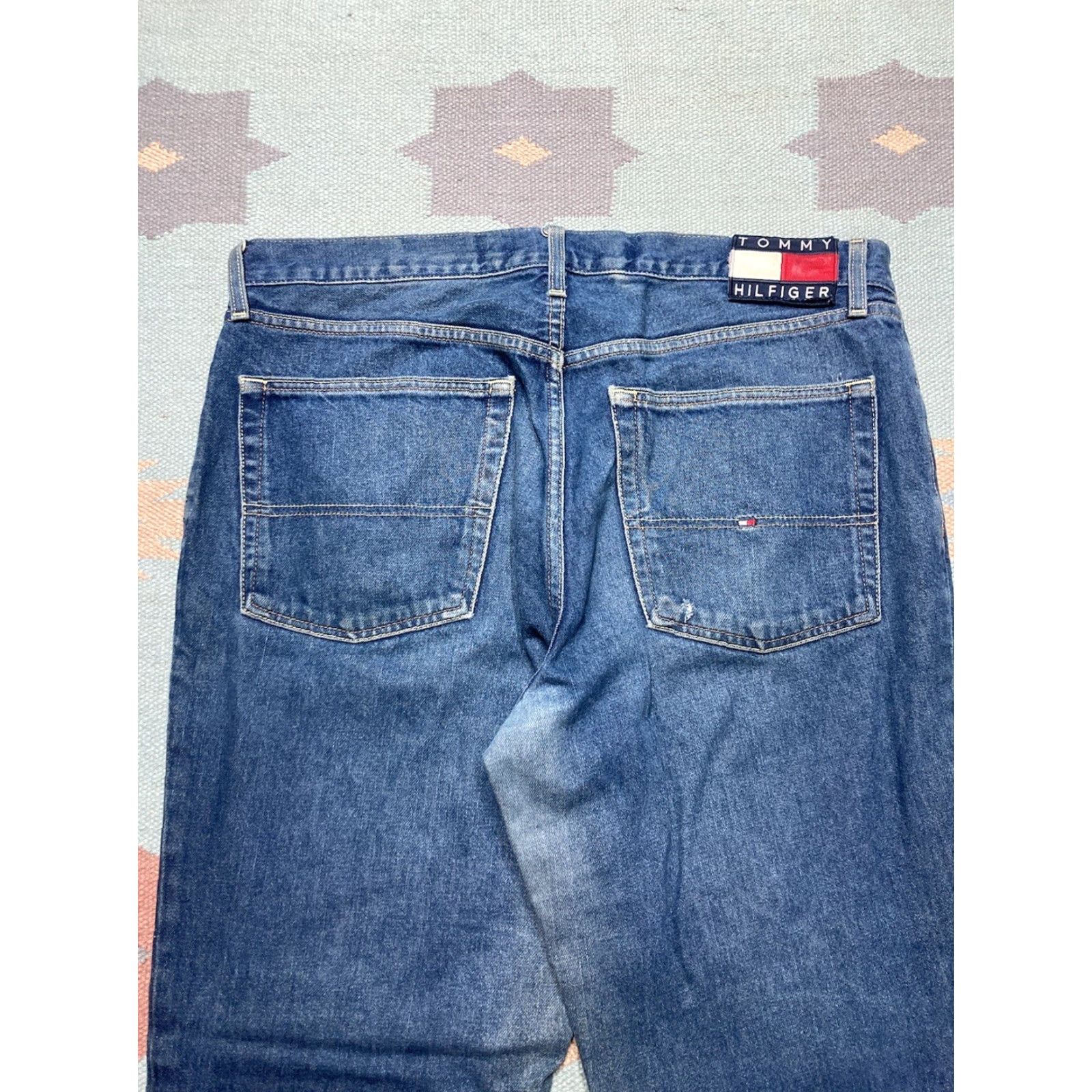 Tommy Hilfiger VINTAGE Tommy Hilfiger Jeans Men 38x32 Blue Wide-Leg Hip Hop Skater Baggy Y2K Size US 38 / EU 54 - 3 Thumbnail
