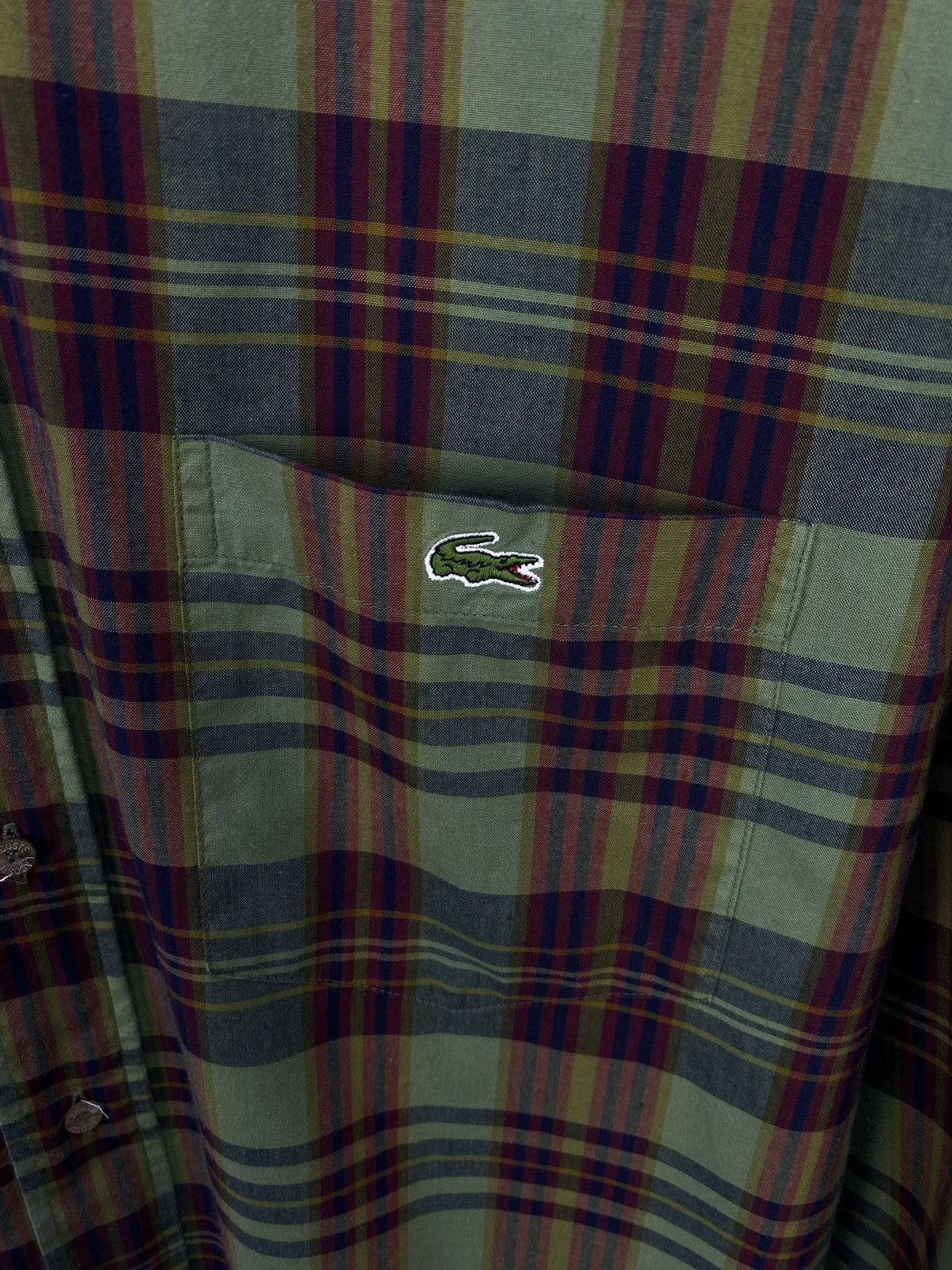 Lacoste × Vintage Vintage Men's Lacoste Chemise Plaid Green Long Sleeve Shirt Size US XL / EU 56 / 4 - 8 Thumbnail