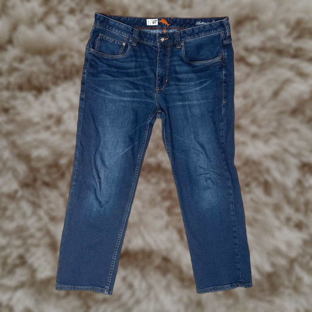 Tommy Bahama Jeans Men’s 38x30 Straight Leg Dark Wash Blue Denim Cona Coast Coast Logo Stretch Pockets Regular Mens Vintage: No
