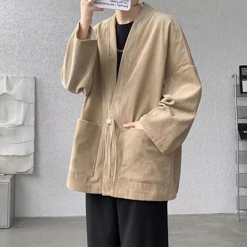 VIBE Brown patchwork corduroy kimono cardigan jacket Size US XL / EU 56 / 4 - 4 Thumbnail