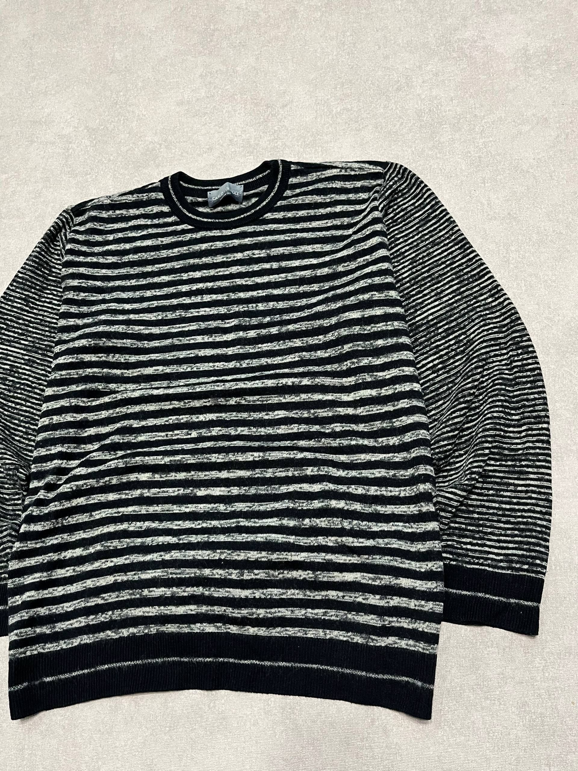 Carlo Colucci Carlo Colucci Mens Sweater Pullover Striped Black Vintage Size US XL / EU 56 / 4 - 3 Thumbnail