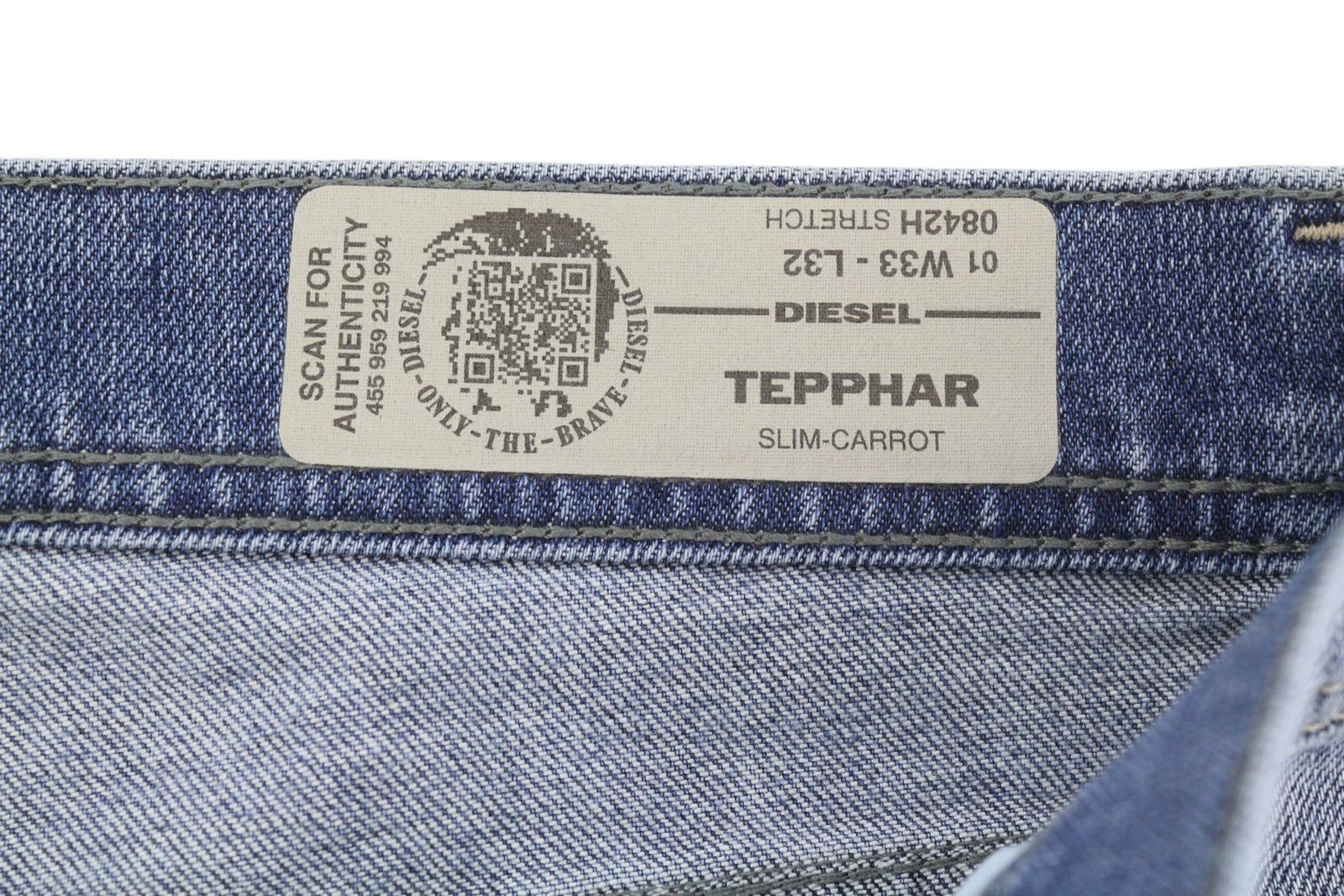 Diesel TEPPHAR 0842H W33/L32 Blue Faded Slim Carrot Jeans 89134 Size US 33 - 7 Thumbnail