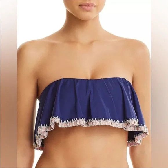 Other NWT PQ Swim Platinum Crochet Trim Flutter Bikini Top Size M Size M / US 6-8 / IT 42-44 - 5 Thumbnail