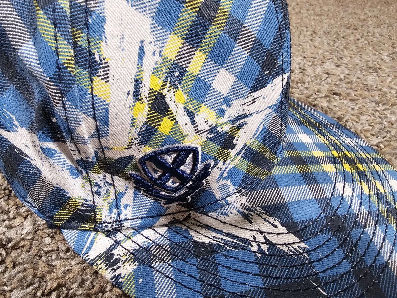 Designer EXPLICIT Star Streetwear Hat Plaid Yellow Blue White S/M Fit Size ONE SIZE - 4 Thumbnail
