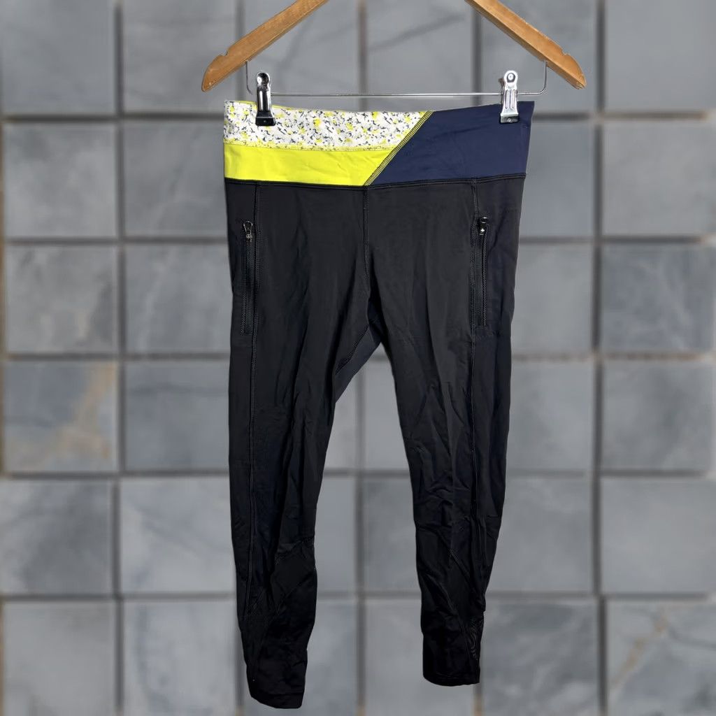 Lululemon Lululemon Pants Womens 6 Black Colorblock Run Inspire Crop Capri Leggings Size 28" / US 6 / IT 42 - 1 Thumbnail