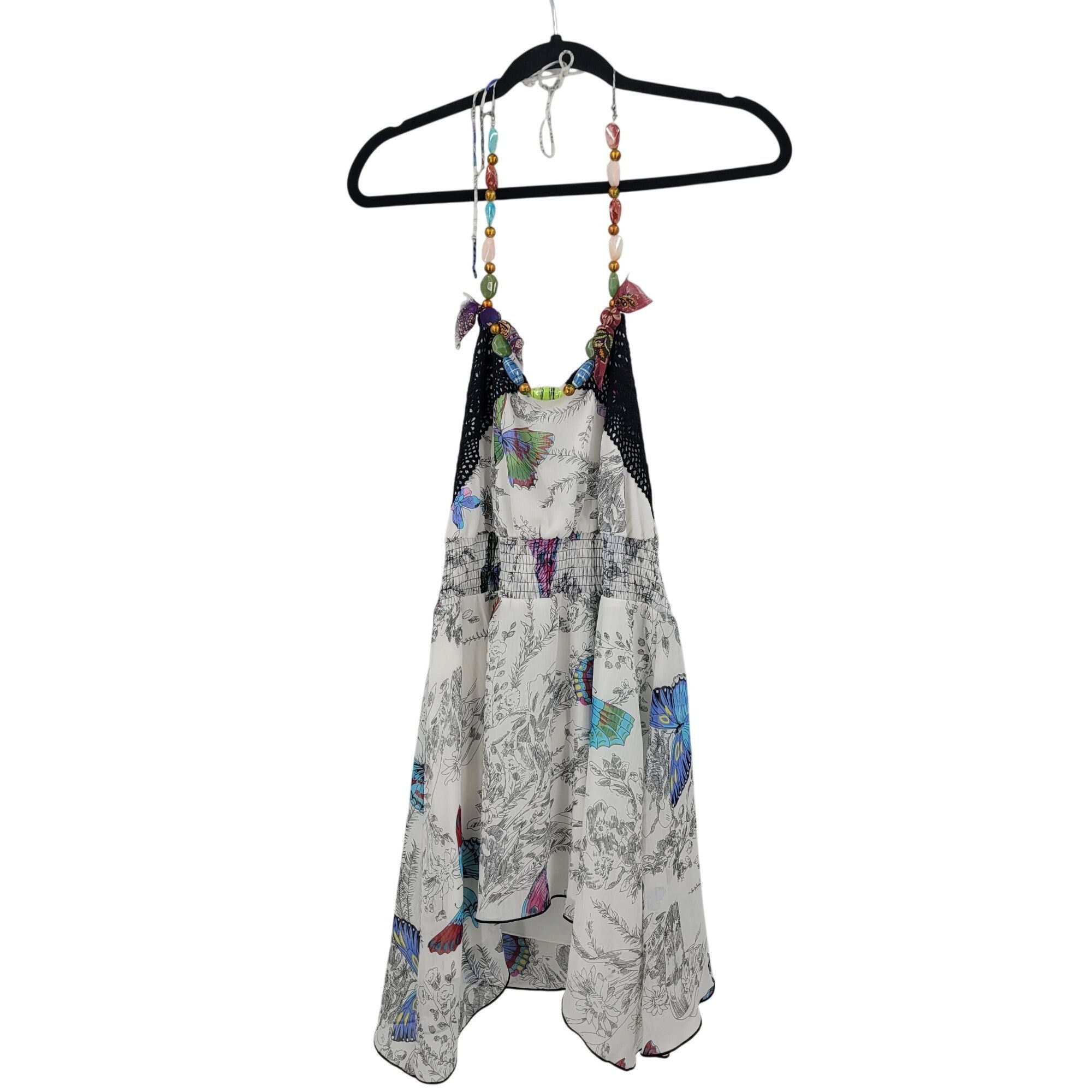 Other Y2K White Butterfly Halter Tunic Top Sz M Beaded Sharkbite S Size M / US 6-8 / IT 42-44 - 8 Thumbnail