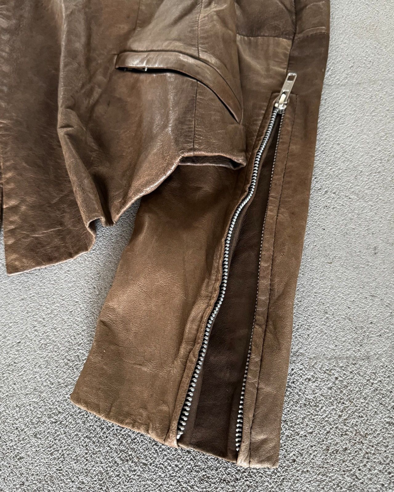 EKAM asymmetrical zip goatskin jacket