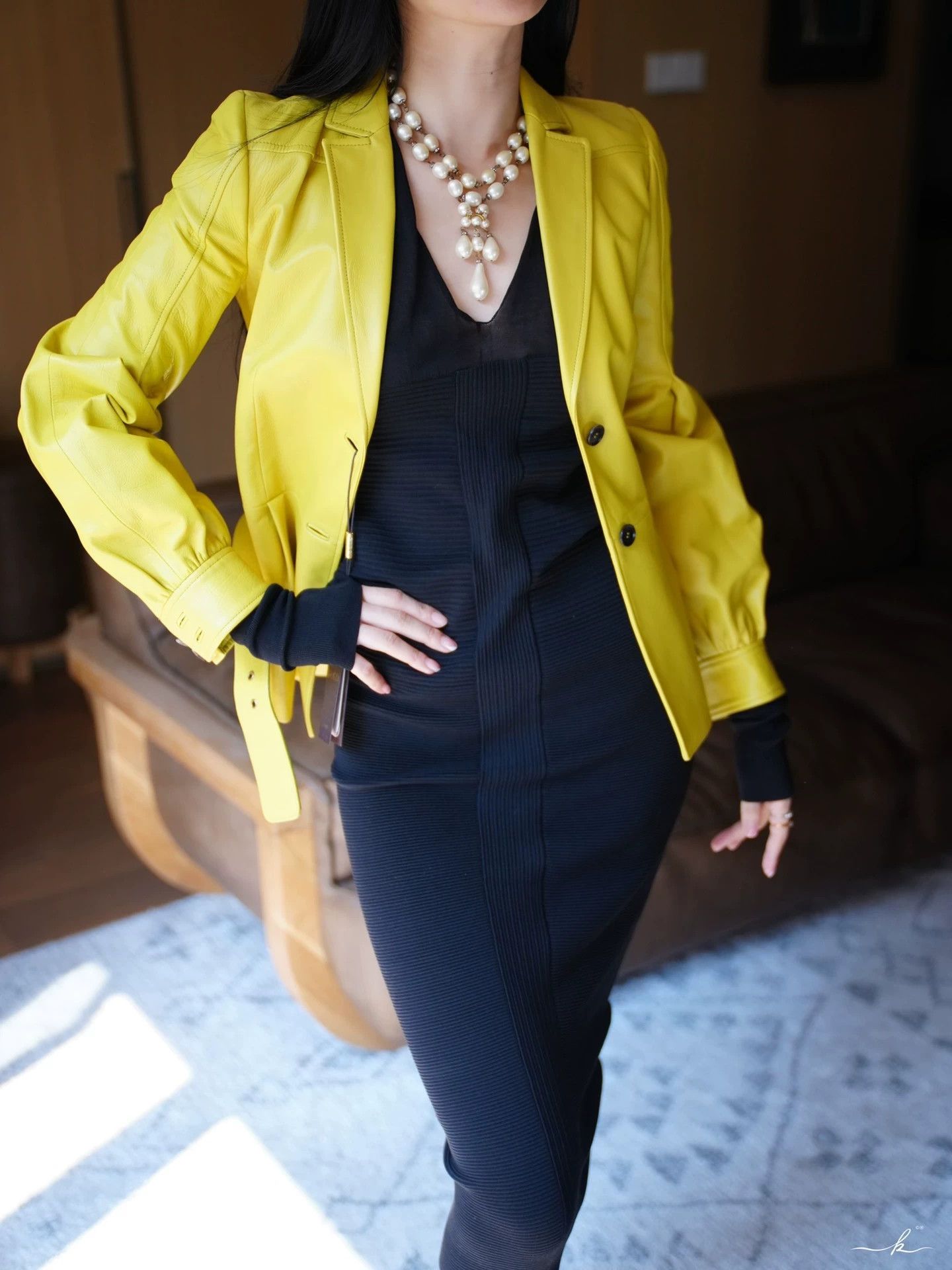 Gucci Gucci Yellow-Green LanternSleeve Leather Jacket XS/S (36) Size XS / US 0-2 / IT 36-38 - 8 Thumbnail