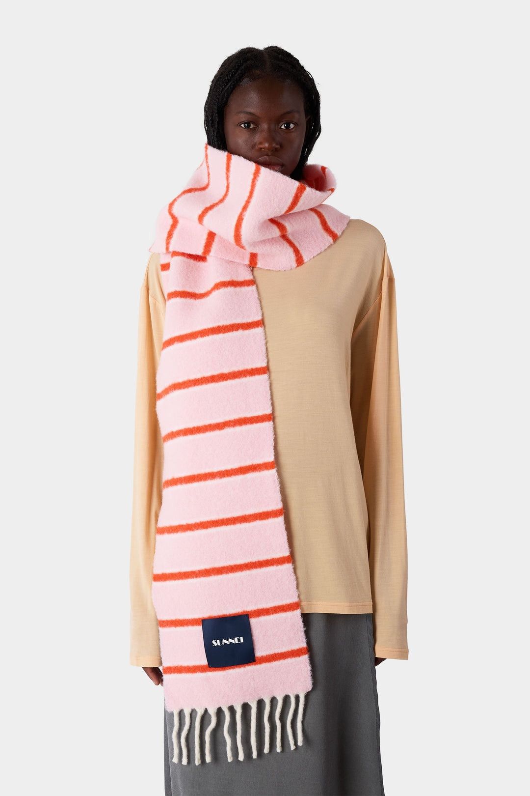 Sunnei o1mle0925 Size : OS / Unisex Striped Scarf in Pink Size ONE SIZE - 2 Thumbnail