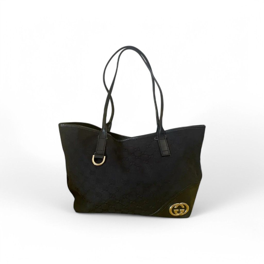 Gucci Gucci - New Brit Black Shoulder Bag Gold Hardware Canvas Size ONE SIZE - 1 Thumbnail