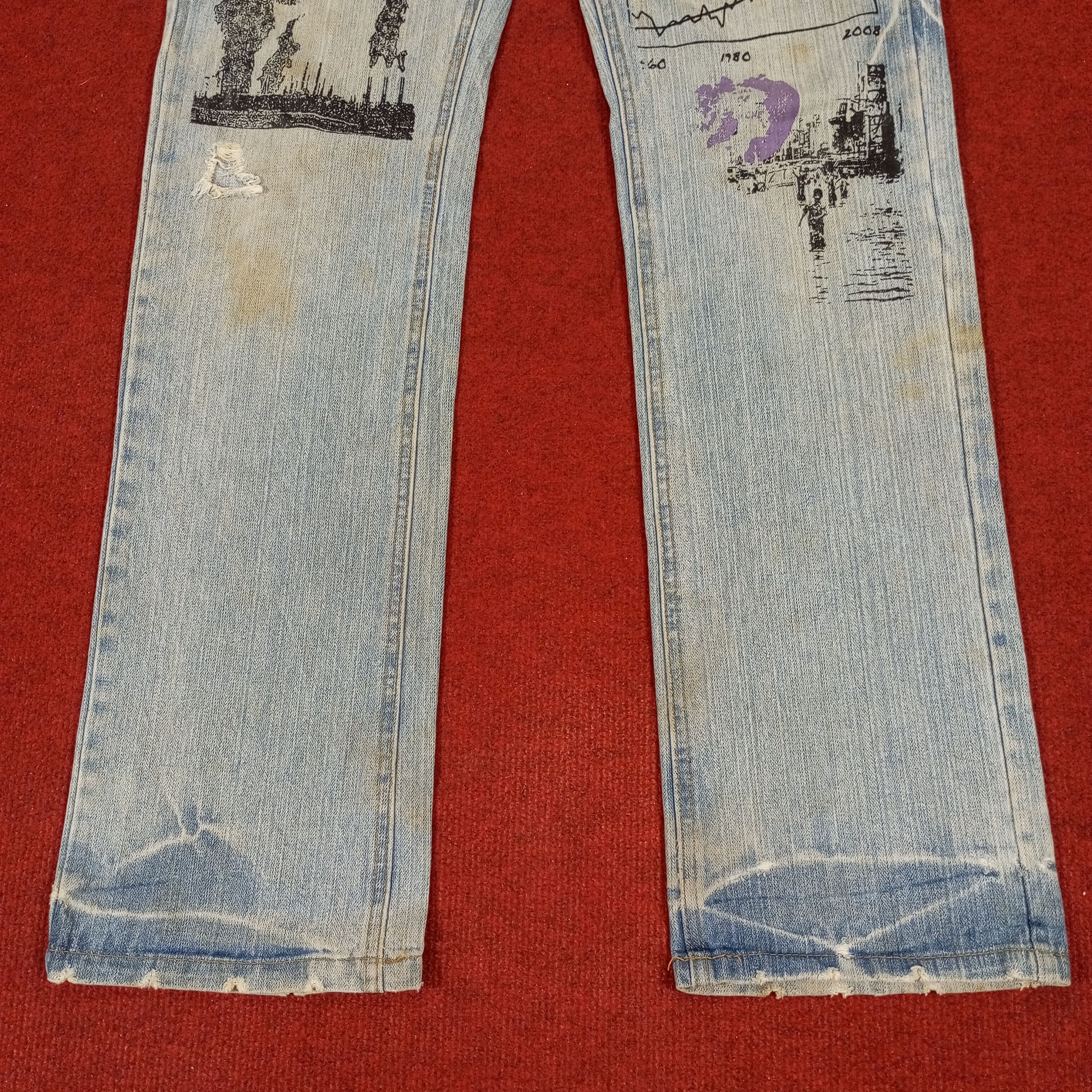Vintage Point Loma Rising Design Rock Punk Style Jeans Size US 32 / EU 48 - 3 Thumbnail