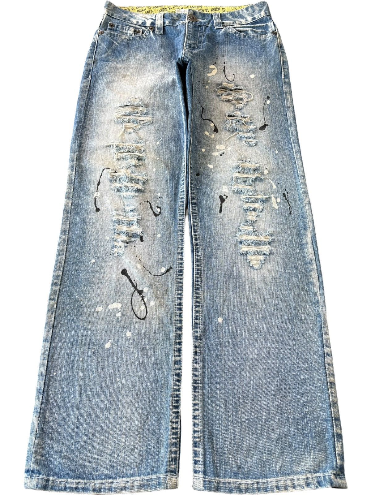 If Six Was Nine Vintage Japanese Brand Painted Distressed Baggy Jeans Size US 31 - 1 Thumbnail