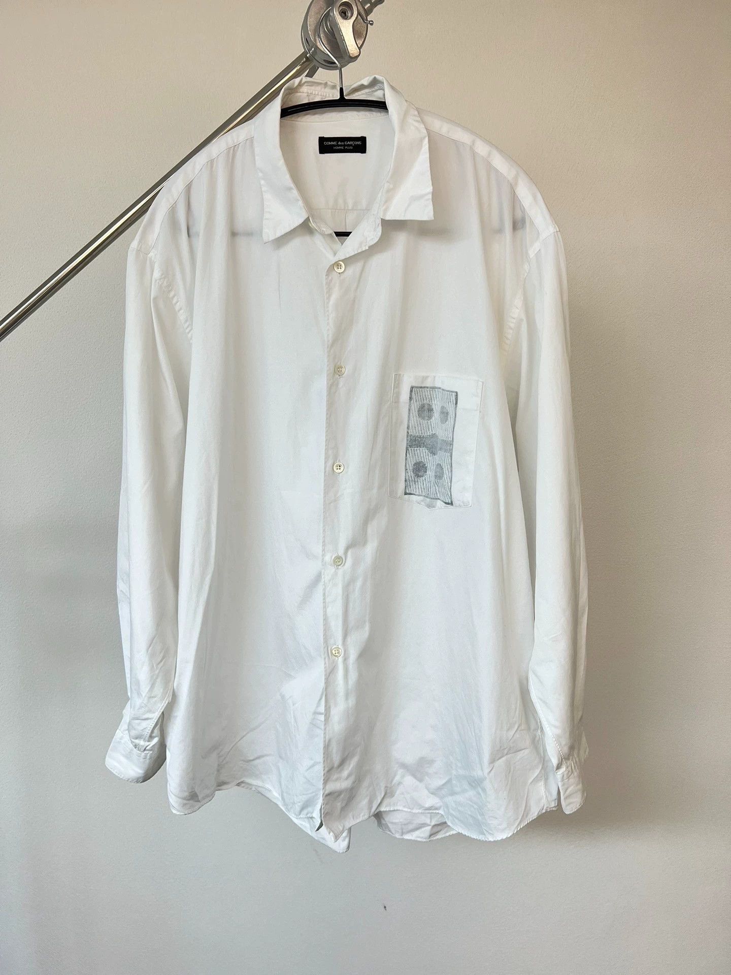 Comme des Garcons CDG Homme Plus Oversized Printed White Shirt Size US L / EU 52-54 / 3 - 1 Thumbnail