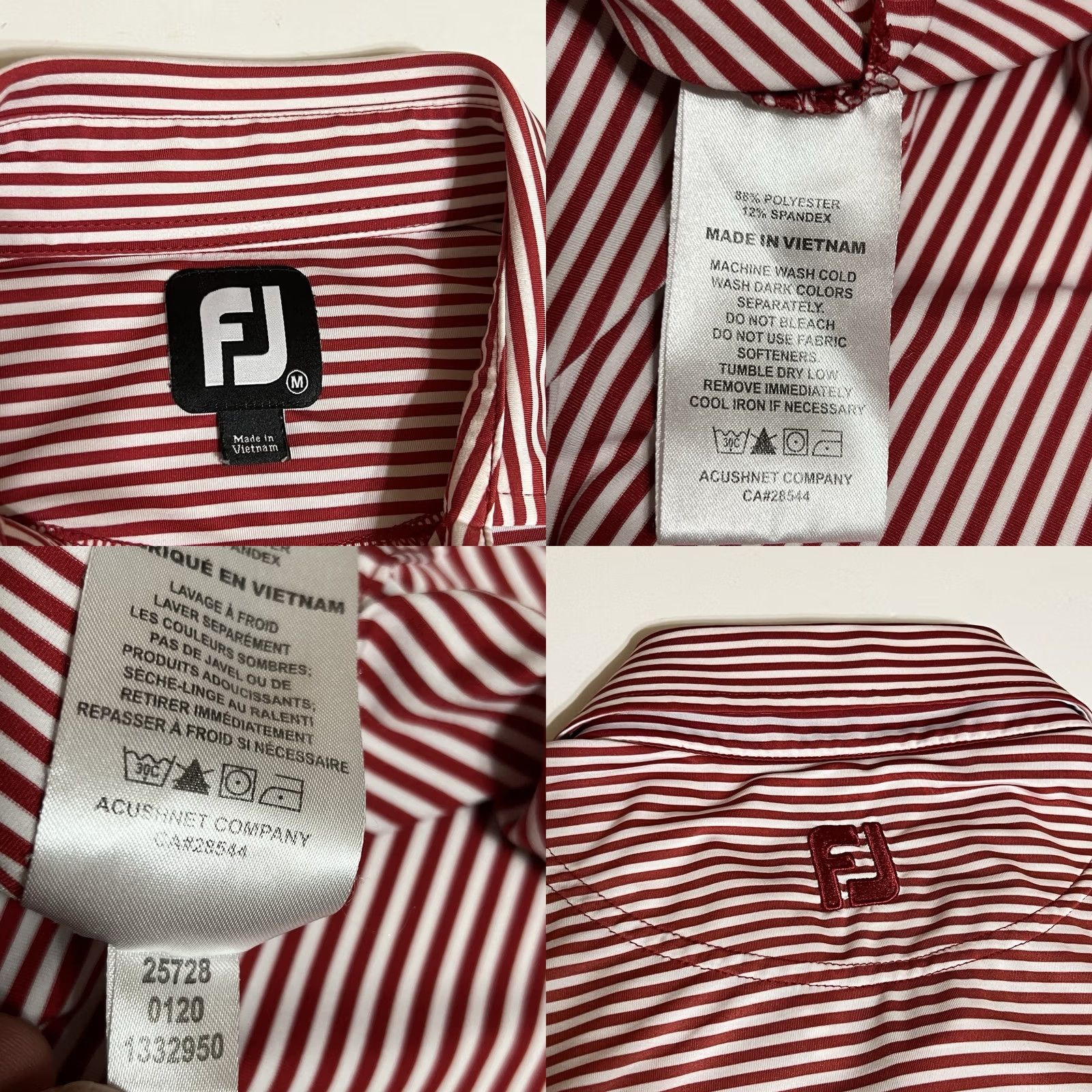 Footjoy FootJoy Polo Mens M Red Stripe Golf Performance Eagle Checkered Flags Shirt Size US M / EU 48-50 / 2 - 8 Thumbnail