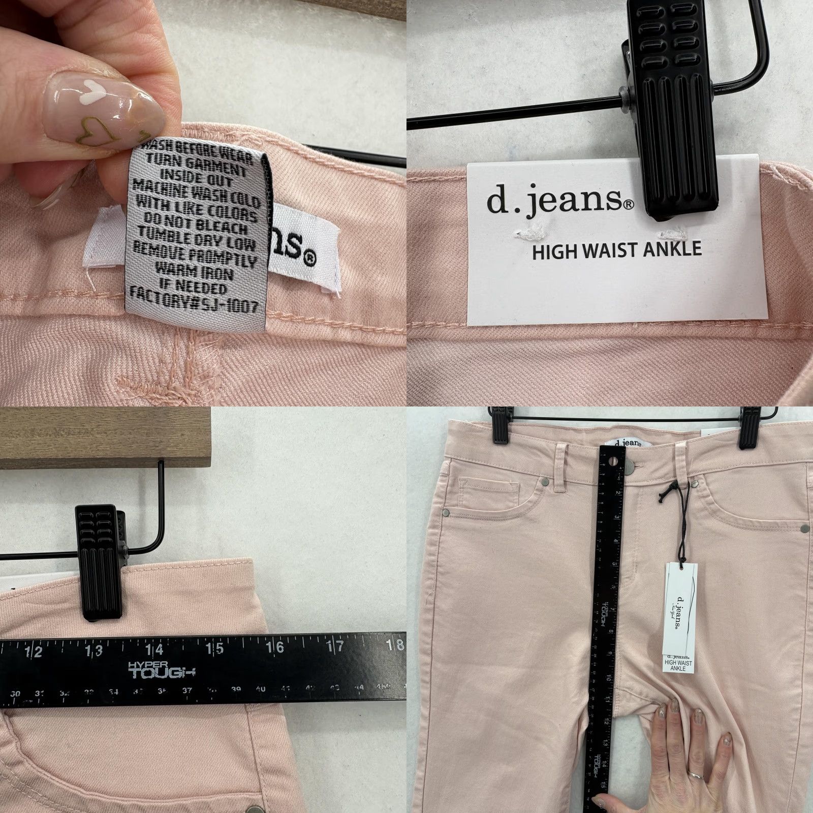 Vintage D. Jeans High Waist Ankle Jeans Womens 8 Pink Modern Fit Stretch Denim Preppy Size 30" / US 8 / IT 44 - 8 Thumbnail