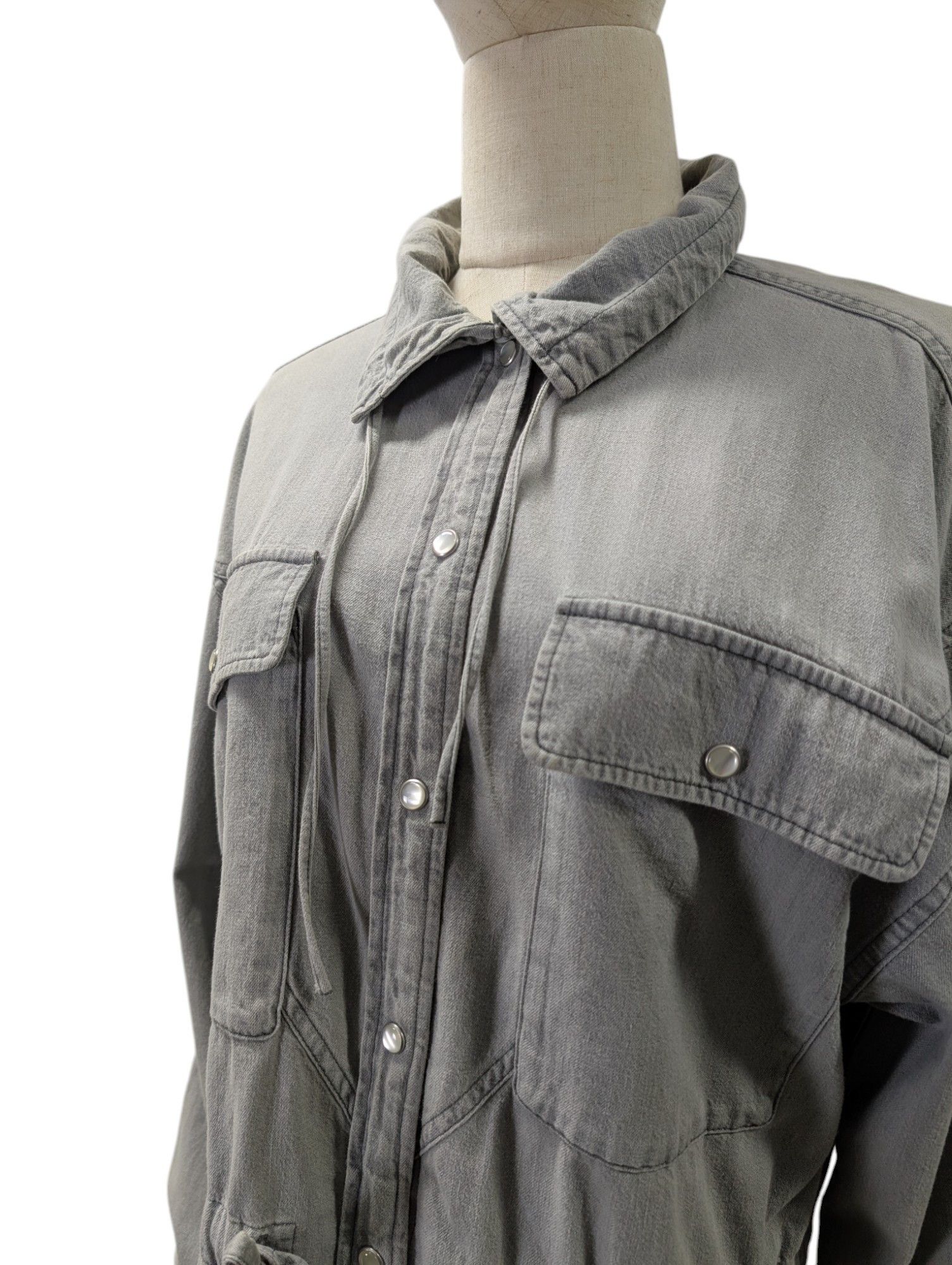 Isabel Marant Etoile Washed Grey Madras Shirt Size XS / US 0-2 / IT 36-38 - 3 Thumbnail