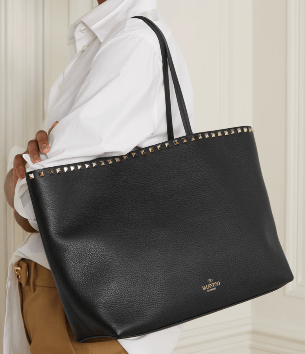 Valentino Valentino Garavani Rockstud Leather Gold Tote Shoulder Bag Size ONE SIZE - 1 Thumbnail