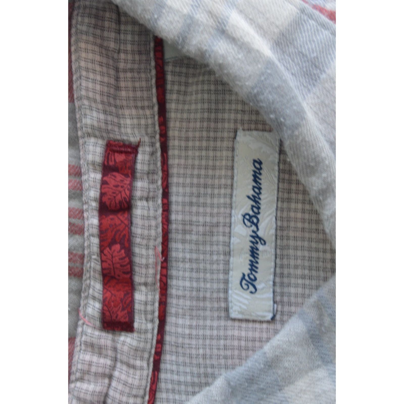 Tommy Bahama Tommy Bahama Shirt Men's Large Flannel Long Sleeve Button-Up Pink Grey Casual Plaid Pocketed Beach 90s Mens Manufactured Folded Crew? Size US L / EU 52-54 / 3 - 4 Thumbnail