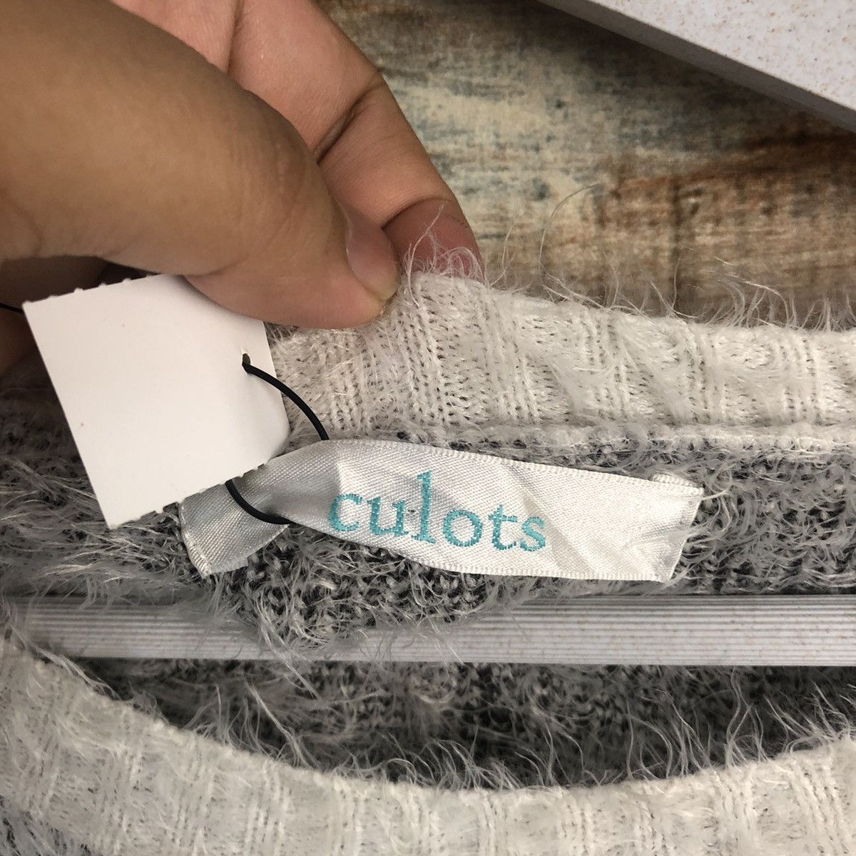 Japanese Brand DL Culots Star White Mohair fur shag Knitwear #C367 Size M / US 6-8 / IT 42-44 - 9 Thumbnail