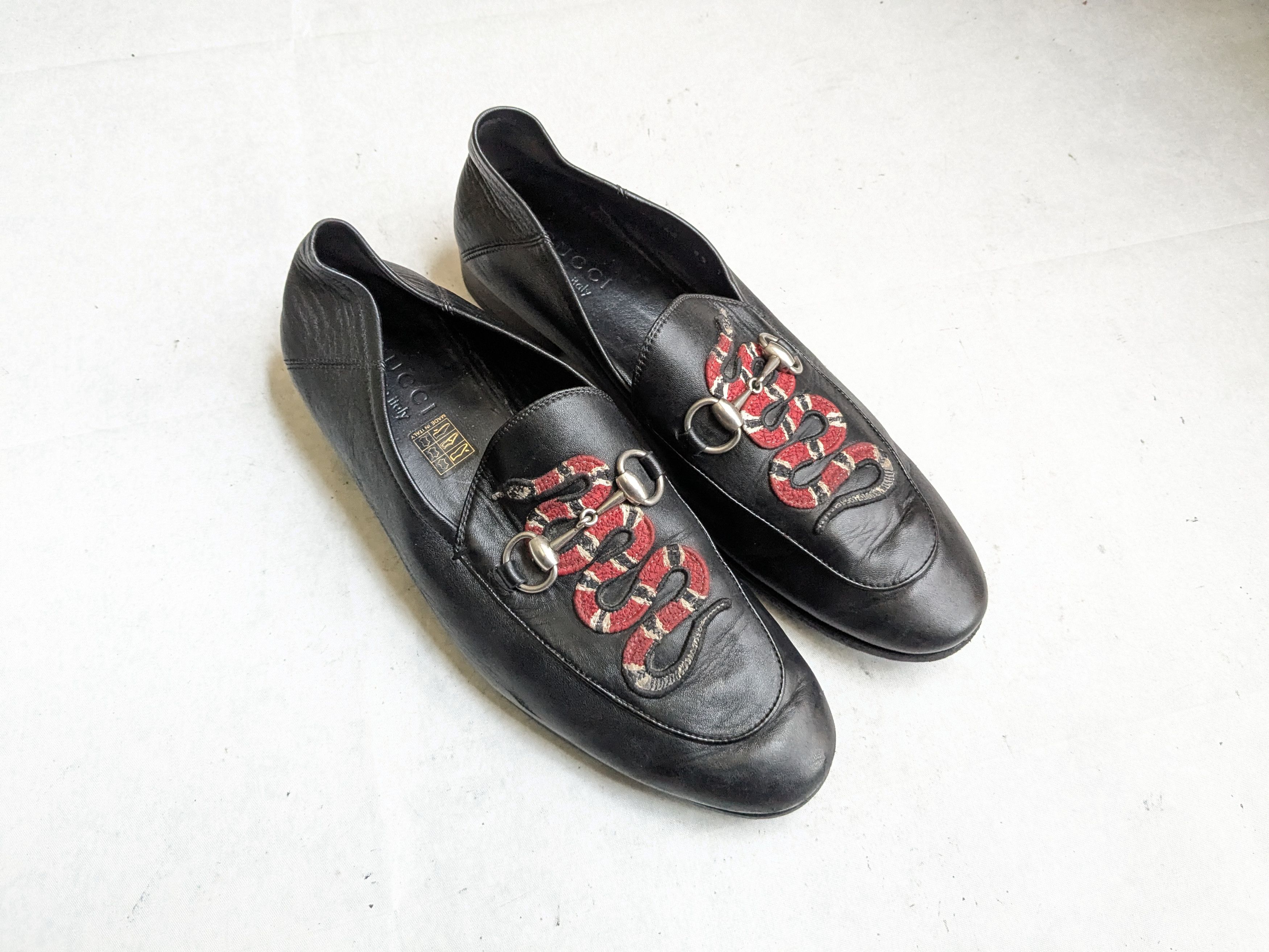 Gucci Gucci Horsebit Loafers Black Leather Snake 9 Slip Ons Size US 9 / EU 42 - 1 Thumbnail