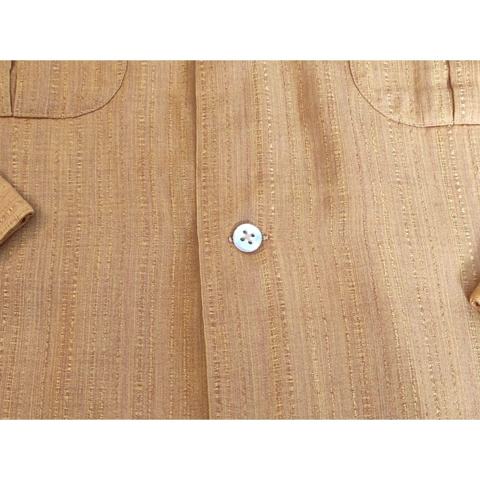 Enro VINTAGE Enro Button-Up Shirt Mens Large Long Sleeve Textured Solid Dark Yellow 60s 70s Mod Disco Size US L / EU 52-54 / 3 - 7 Thumbnail