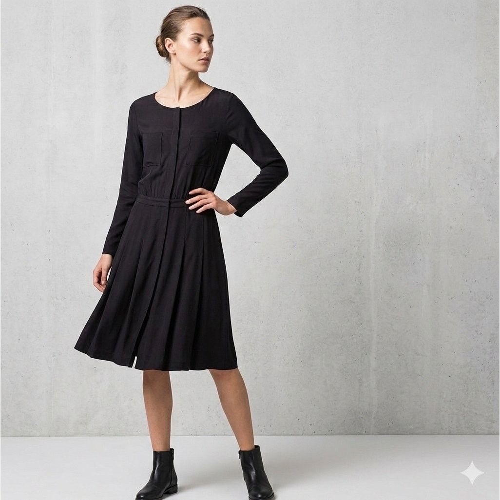Lacoste Lacoste Pleated Black Shirt Dress Long Sleeve T38 US 6 Size M / US 6-8 / IT 42-44 - 1 Thumbnail