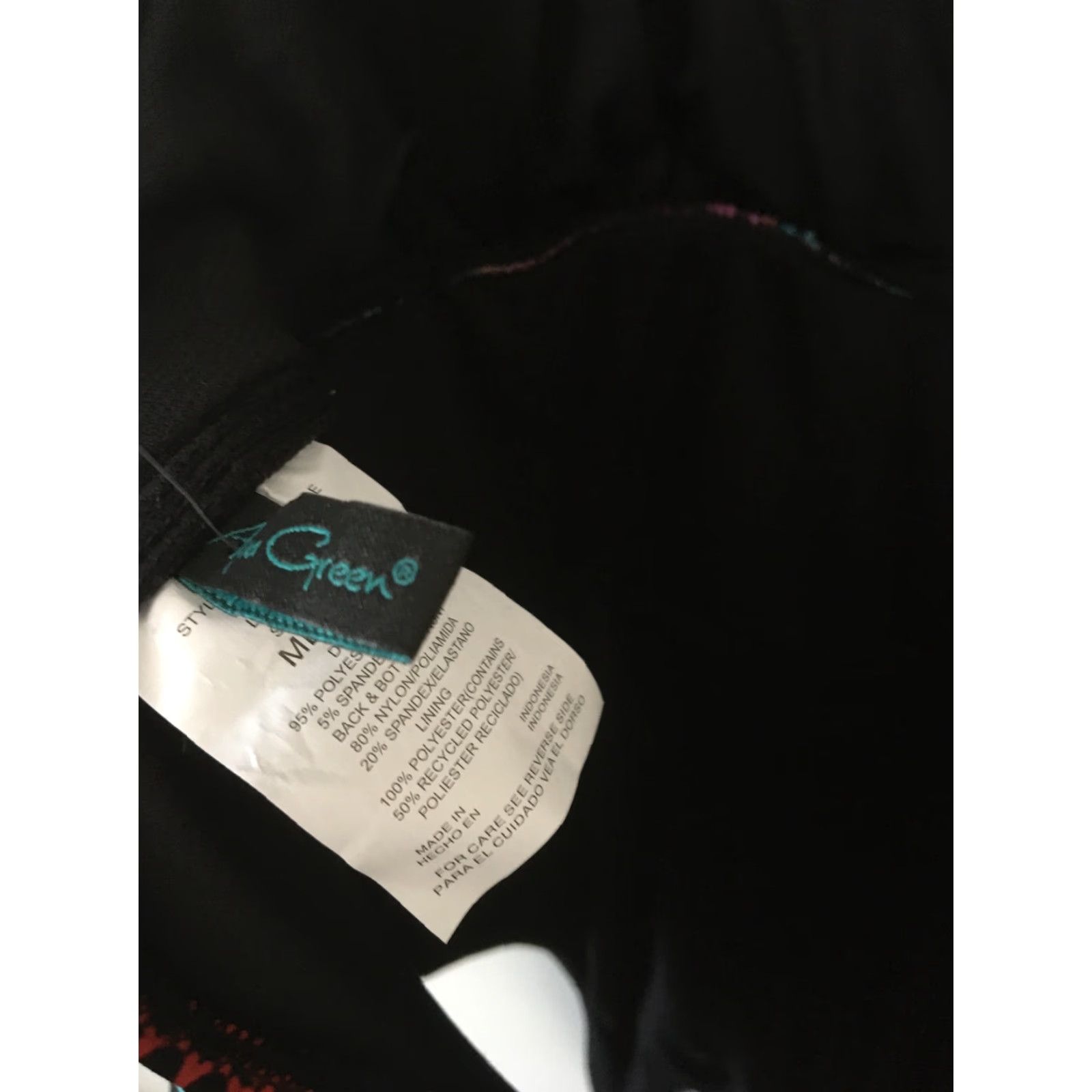 AQUA NWOT Aqua Green Colorful Black Geometric Halter Gathered Waist 1 Pc Swimsuit Women M Size ONE SIZE - 4 Thumbnail
