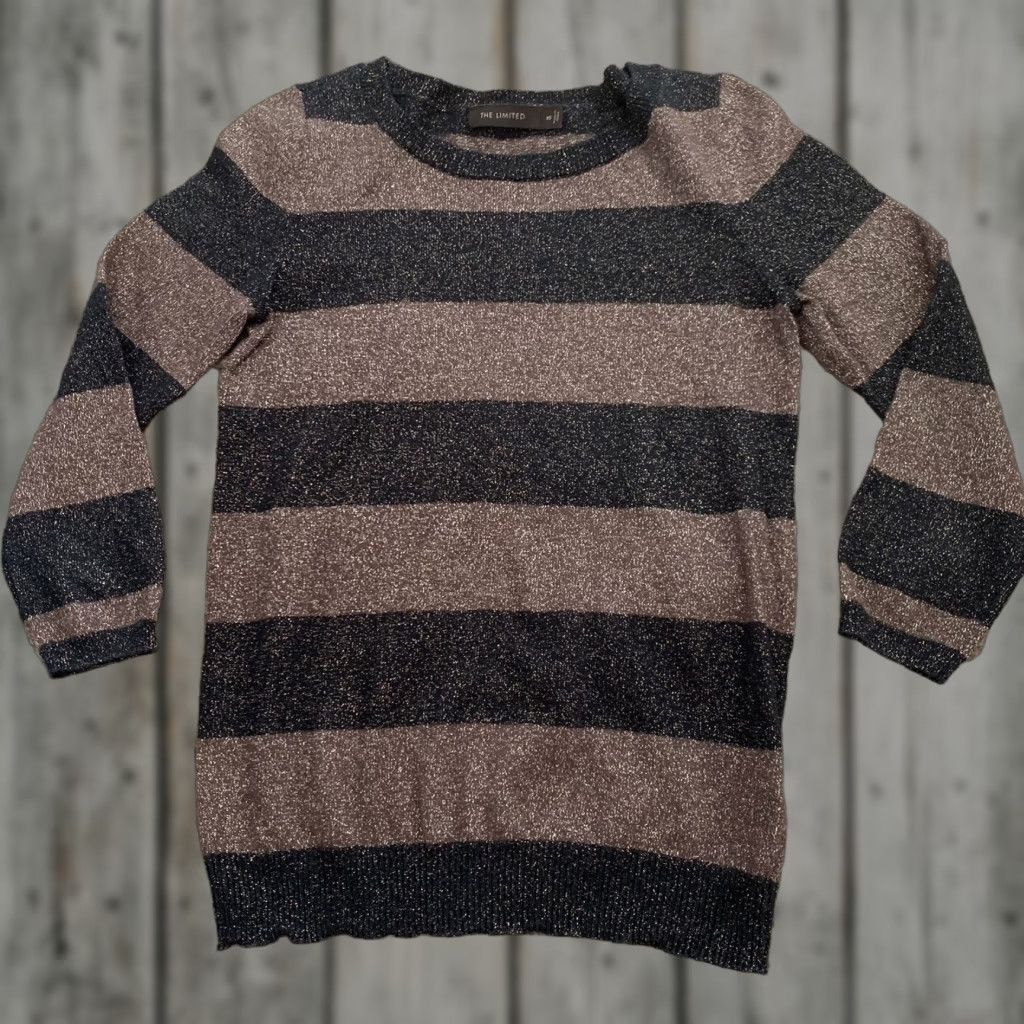 Vintage The Limited Sweater Womens XS Black Metallic Striped Pullover Lightweight Cotton Blend Knit Round Neck 3/4 Sleeve Womens Size XS / US 0-2 / IT 36-38 - 1 Thumbnail